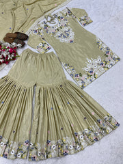 Designer Party Wear Look Top , Sharara Plazzo And Dupatta