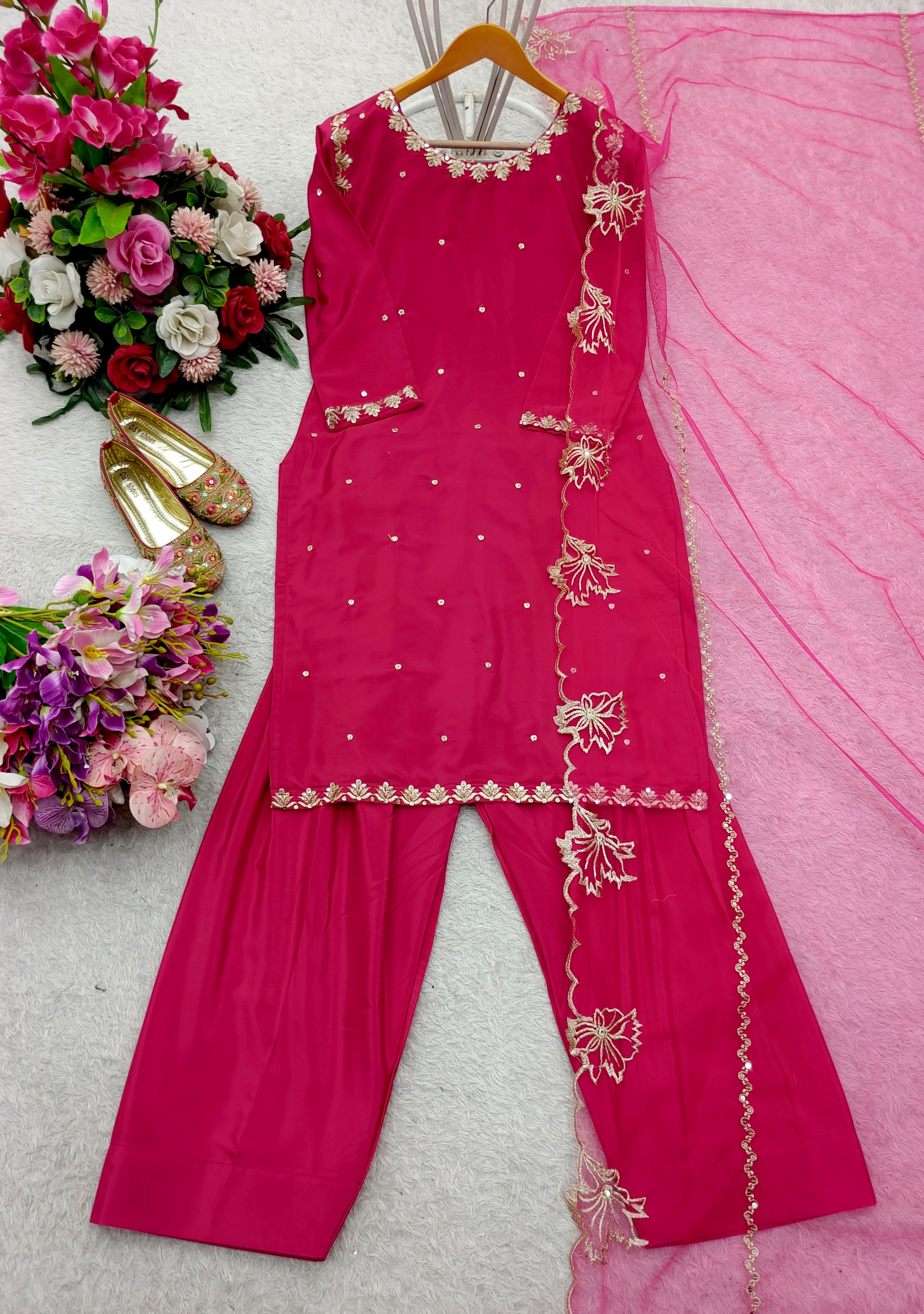 Designer Top-Bottom With Heavy Embroidery Sequence Work