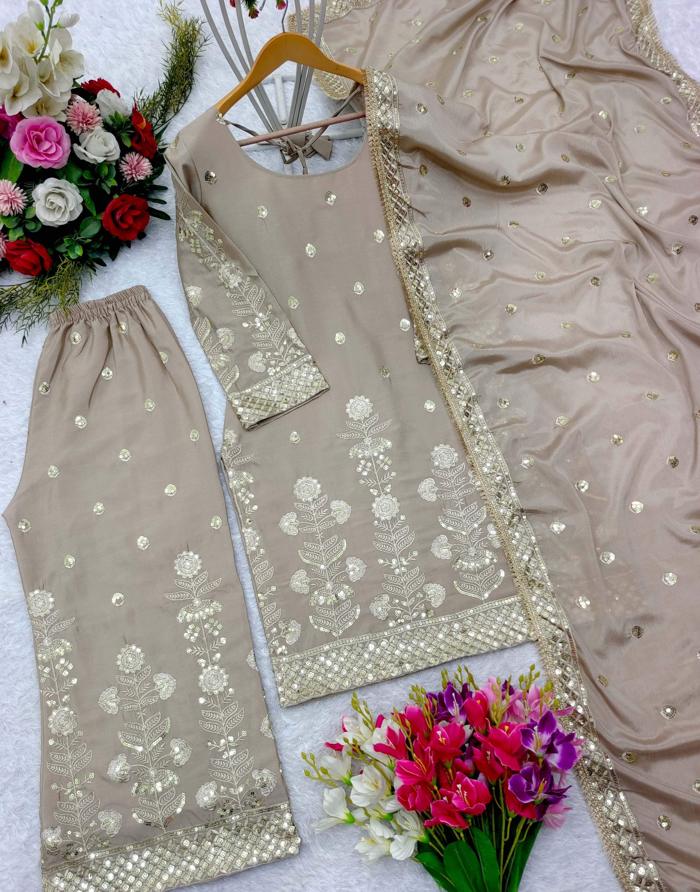 Designer Party Wear Top-Palazzo And Beautiful Dupatta