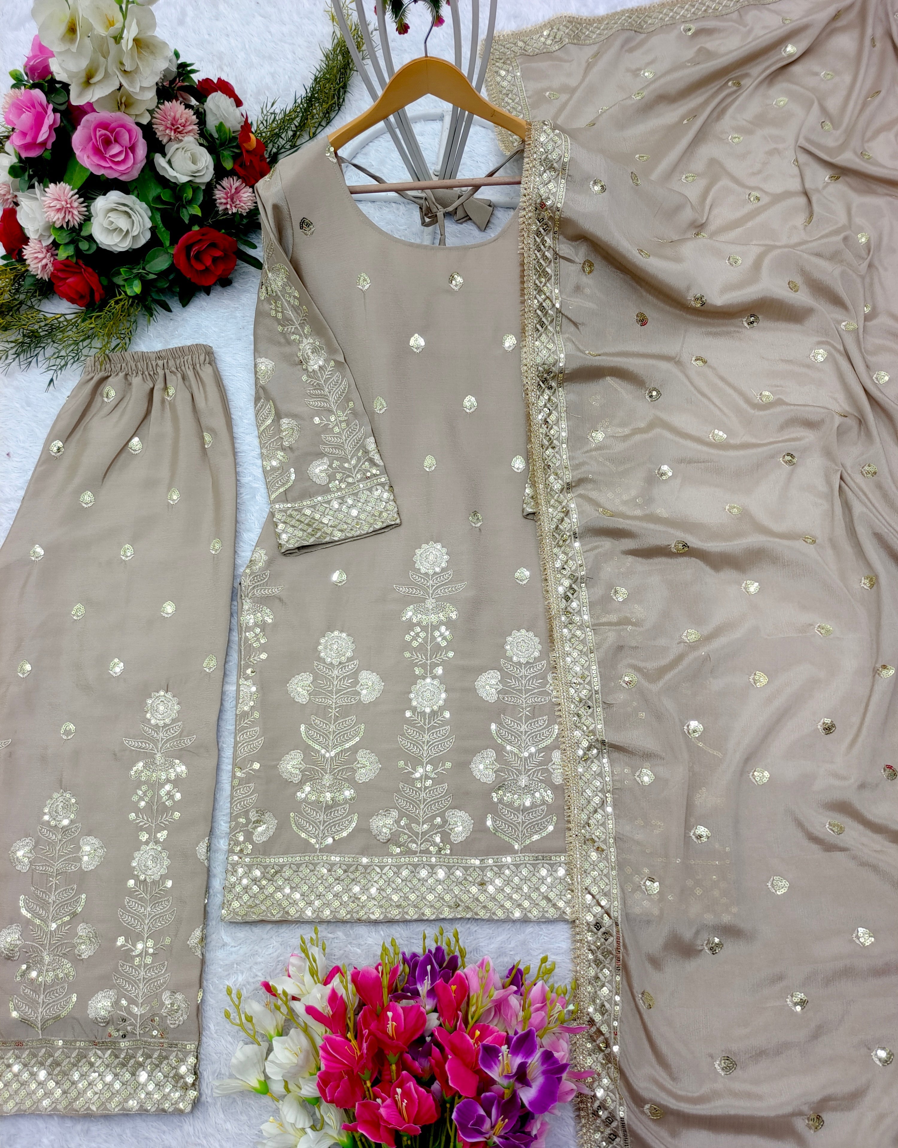 Designer Party Wear Top-Palazzo And Beautiful Dupatta