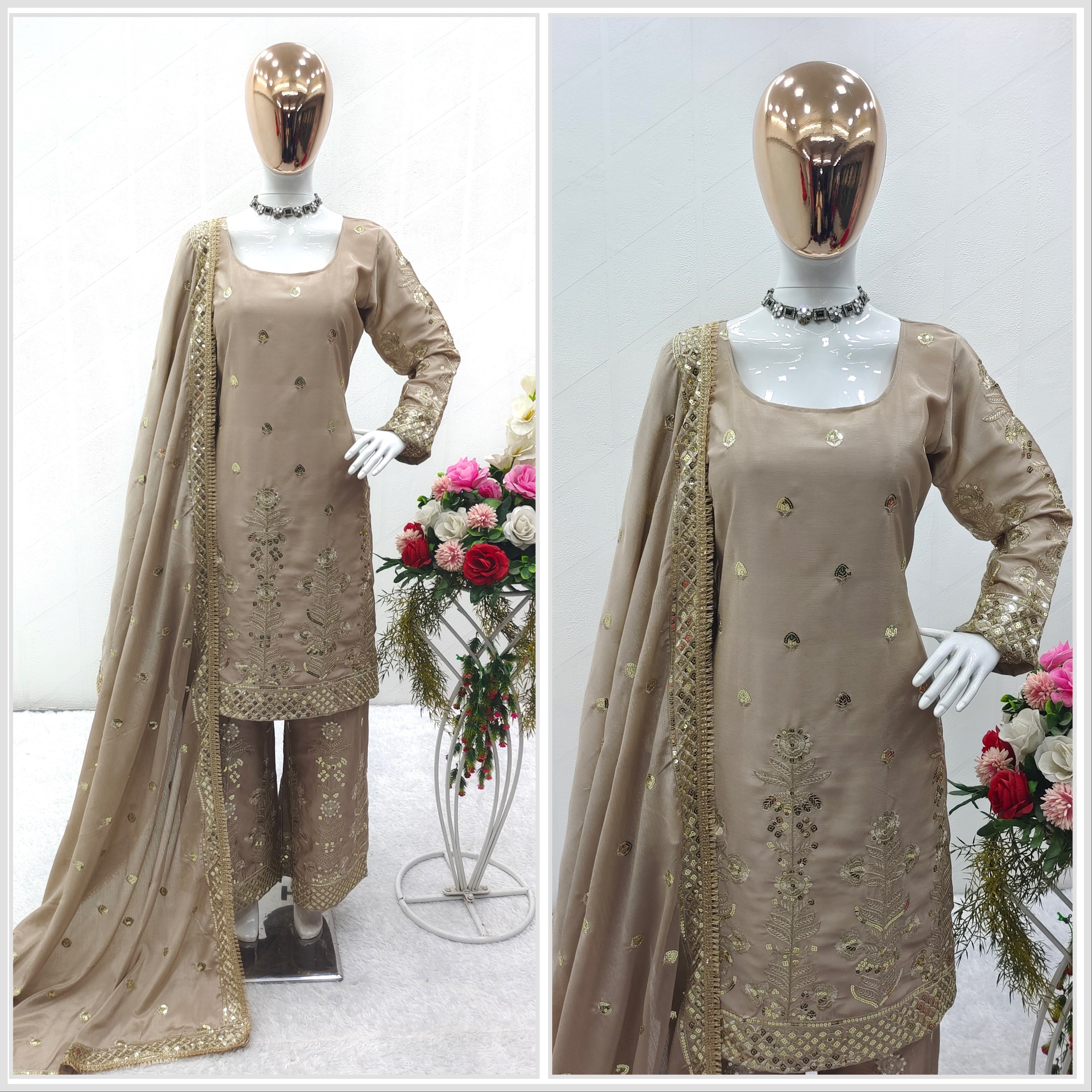 Designer Party Wear Top-Palazzo And Beautiful Dupatta