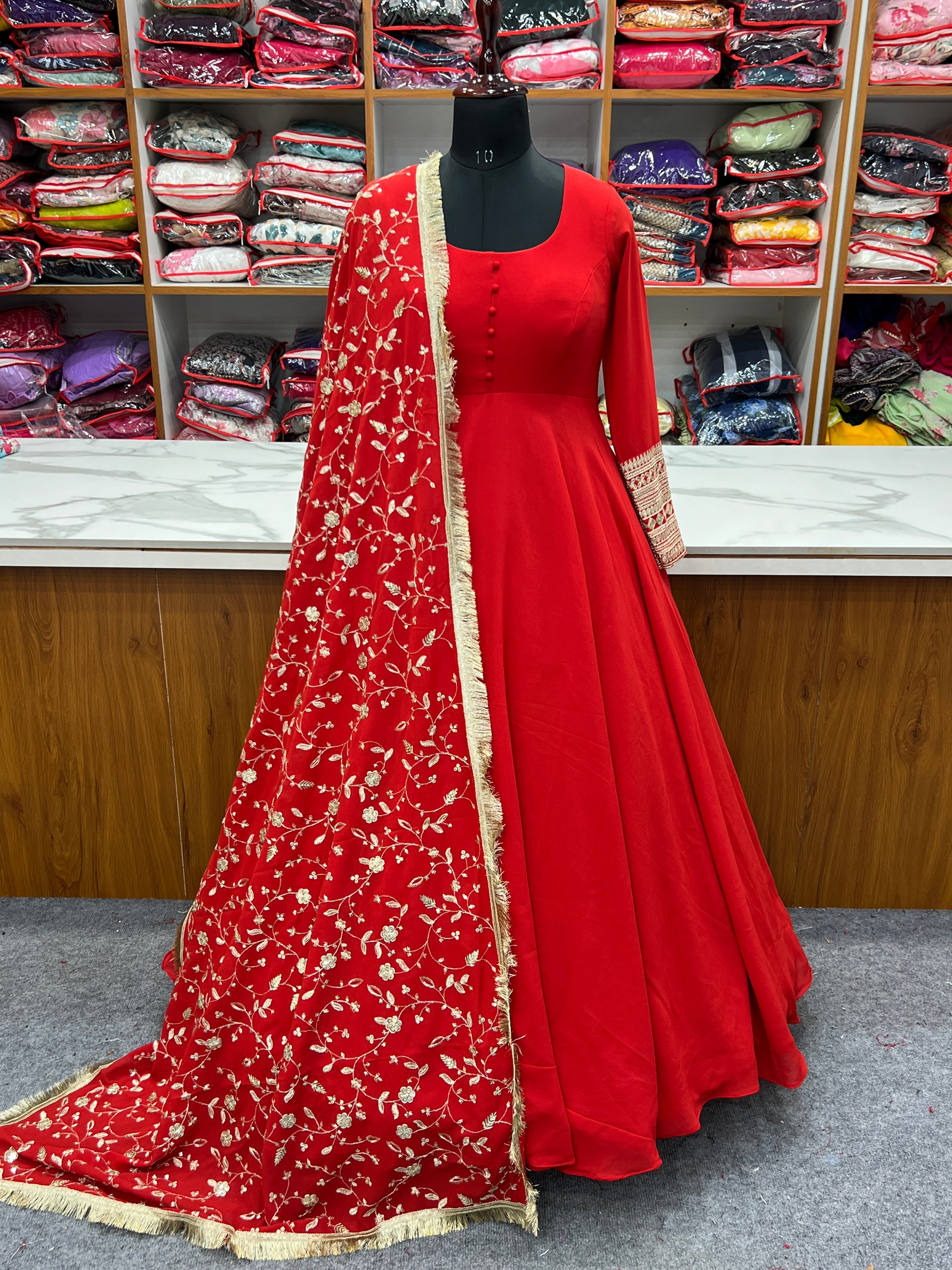 Designer Party Wear Anarkali Gown Pent And Dupatta