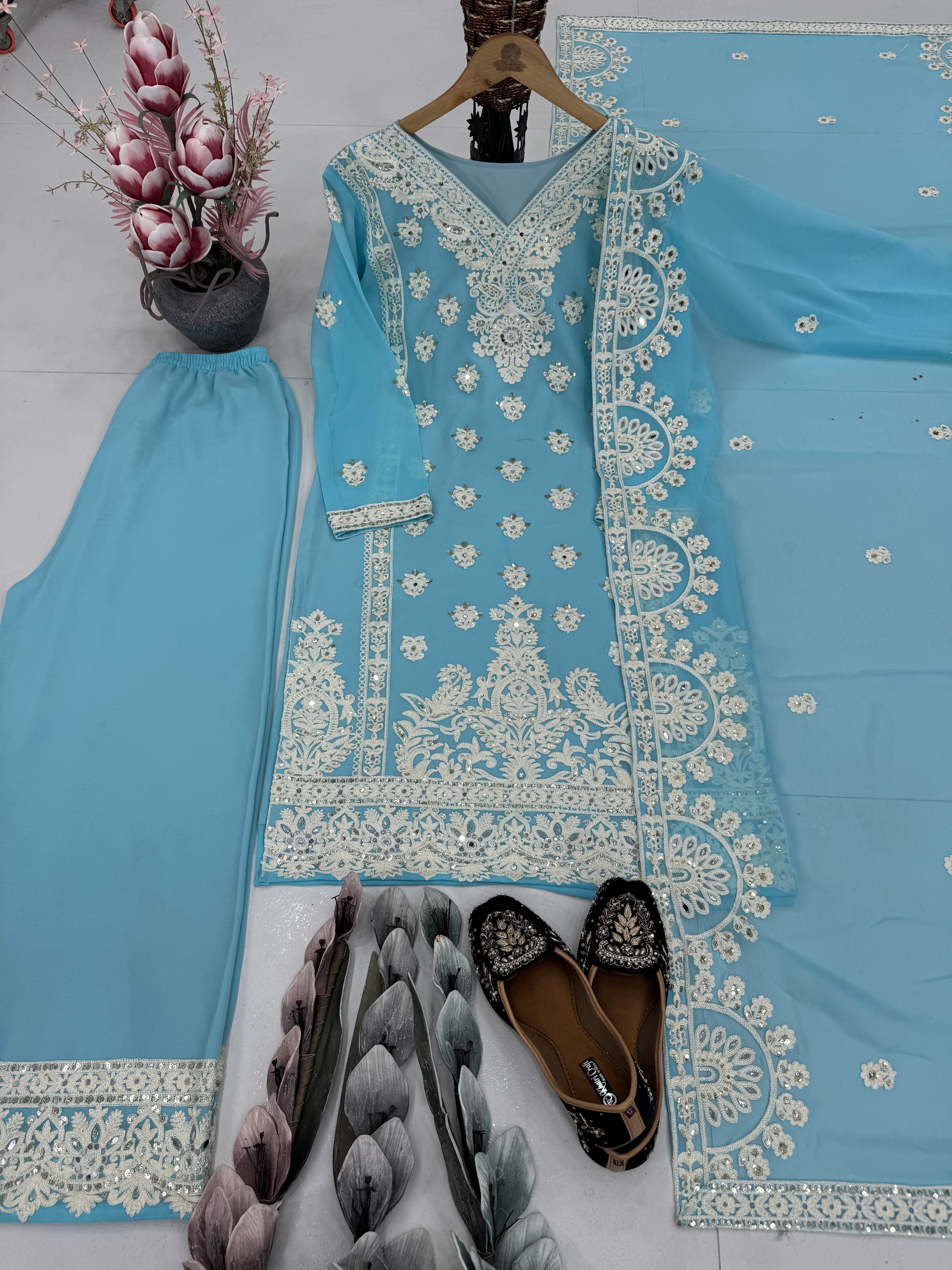 Party Wear Designer Top-Bottom And Beautiful Dupatta