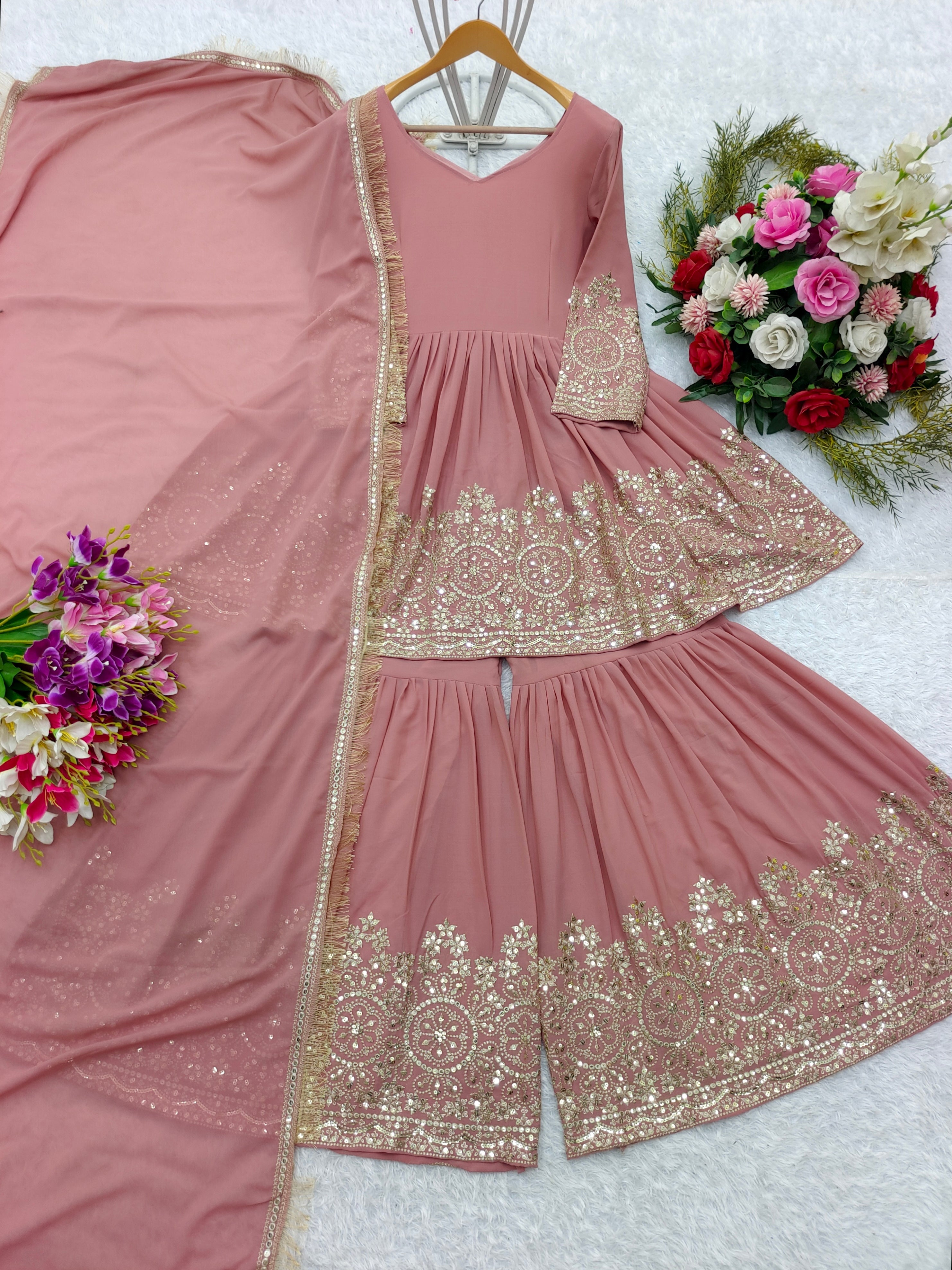 Beautiful Party Wear Kediya-Palazzo And Fancy Dupatta