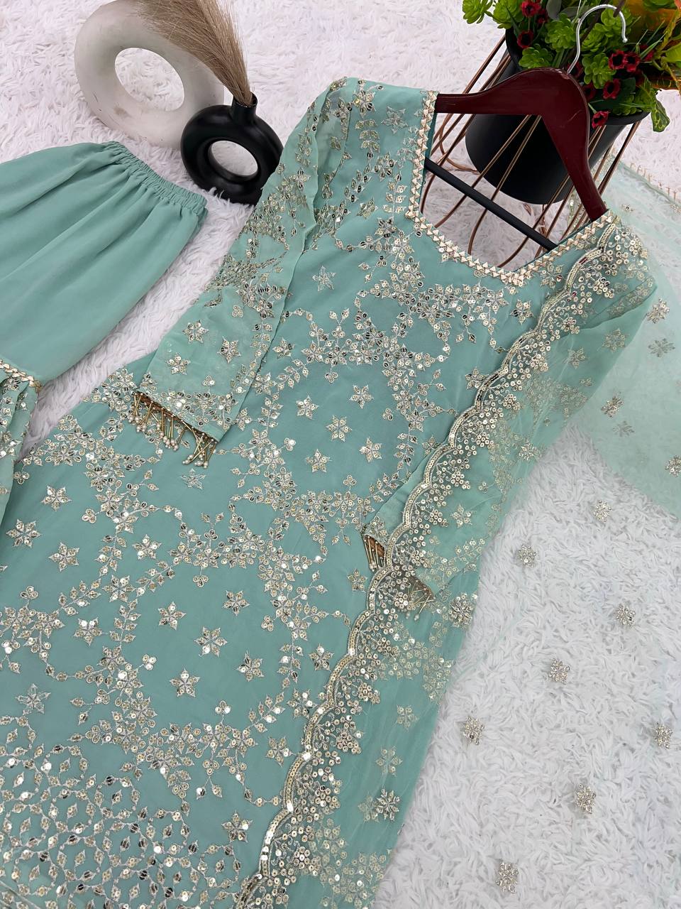 Beautiful Party Wear Top-Bottom And Dupatta Set