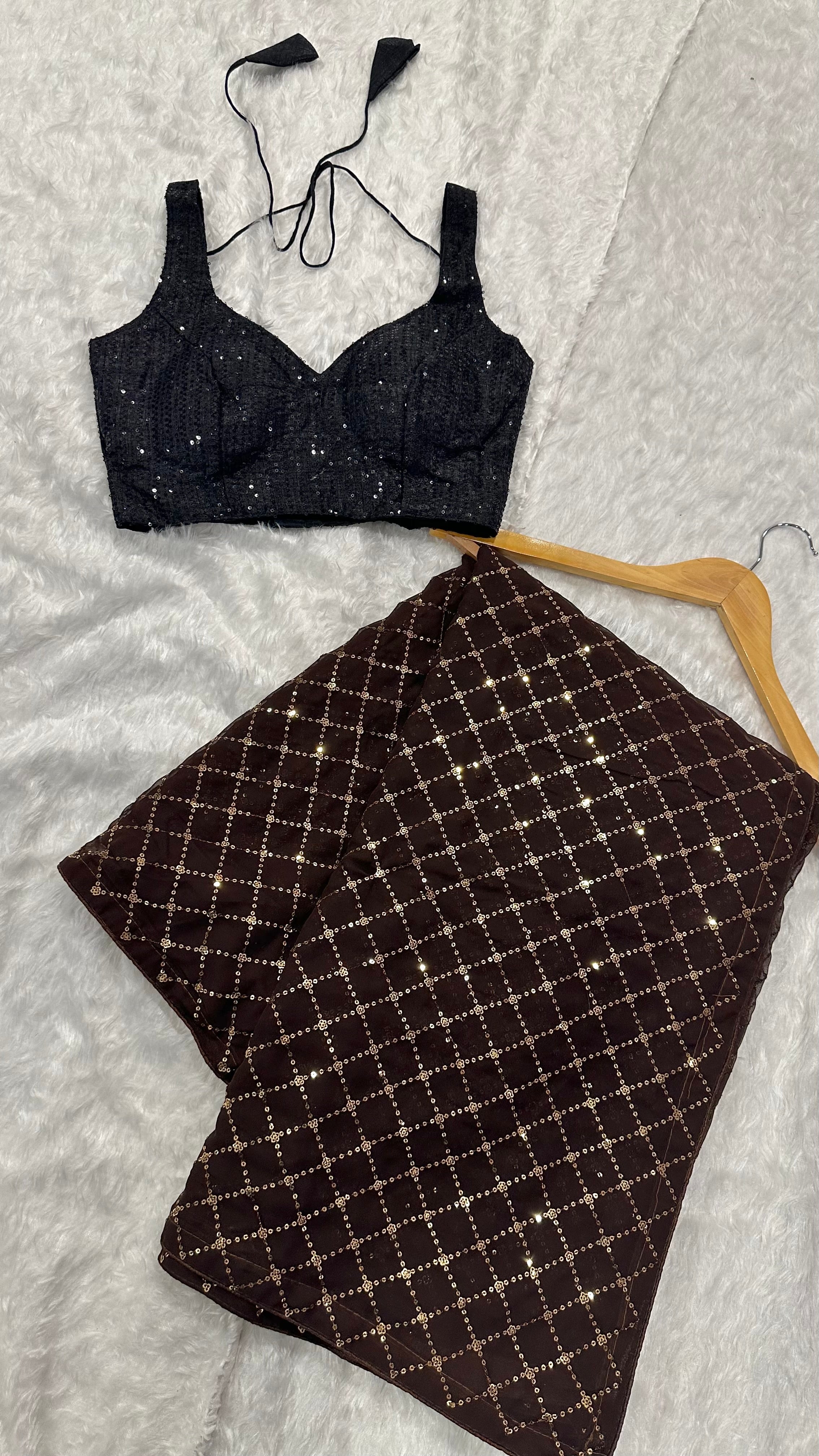 Party Wear Designer Saree With Sequence Work All Over