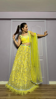 Party Wear Designer Lehenga Choli With Foil Paper Work