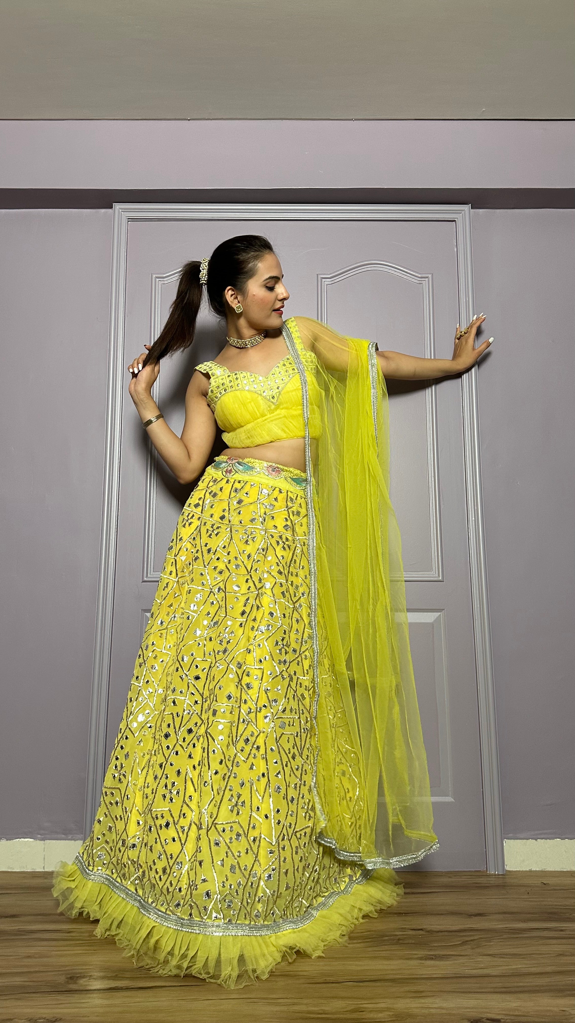 Party Wear Designer Lehenga Choli With Foil Paper Work