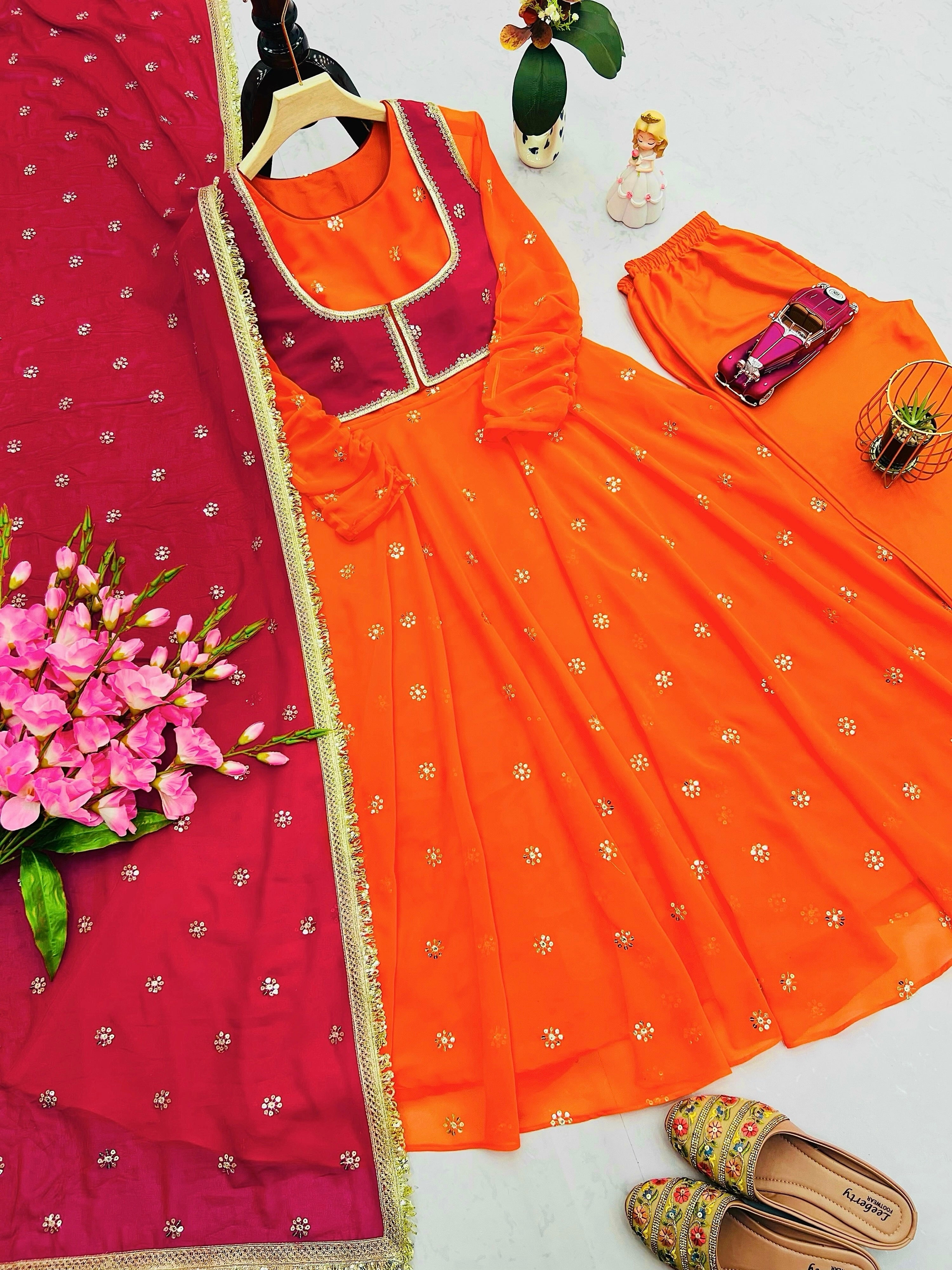 Designer Party Wear Look Gown With Embroidery Sequins Work