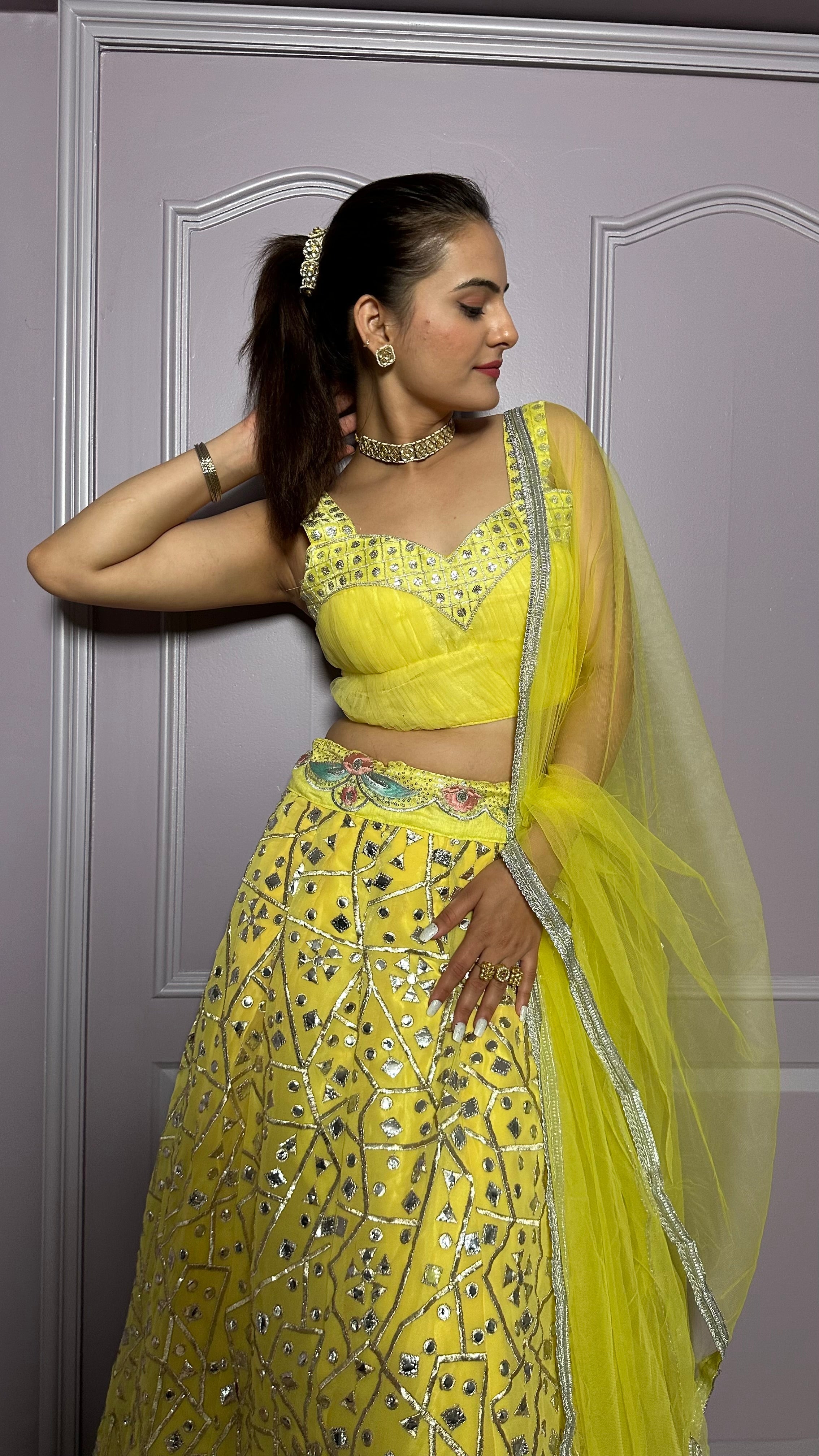 Party Wear Designer Lehenga Choli With Foil Paper Work