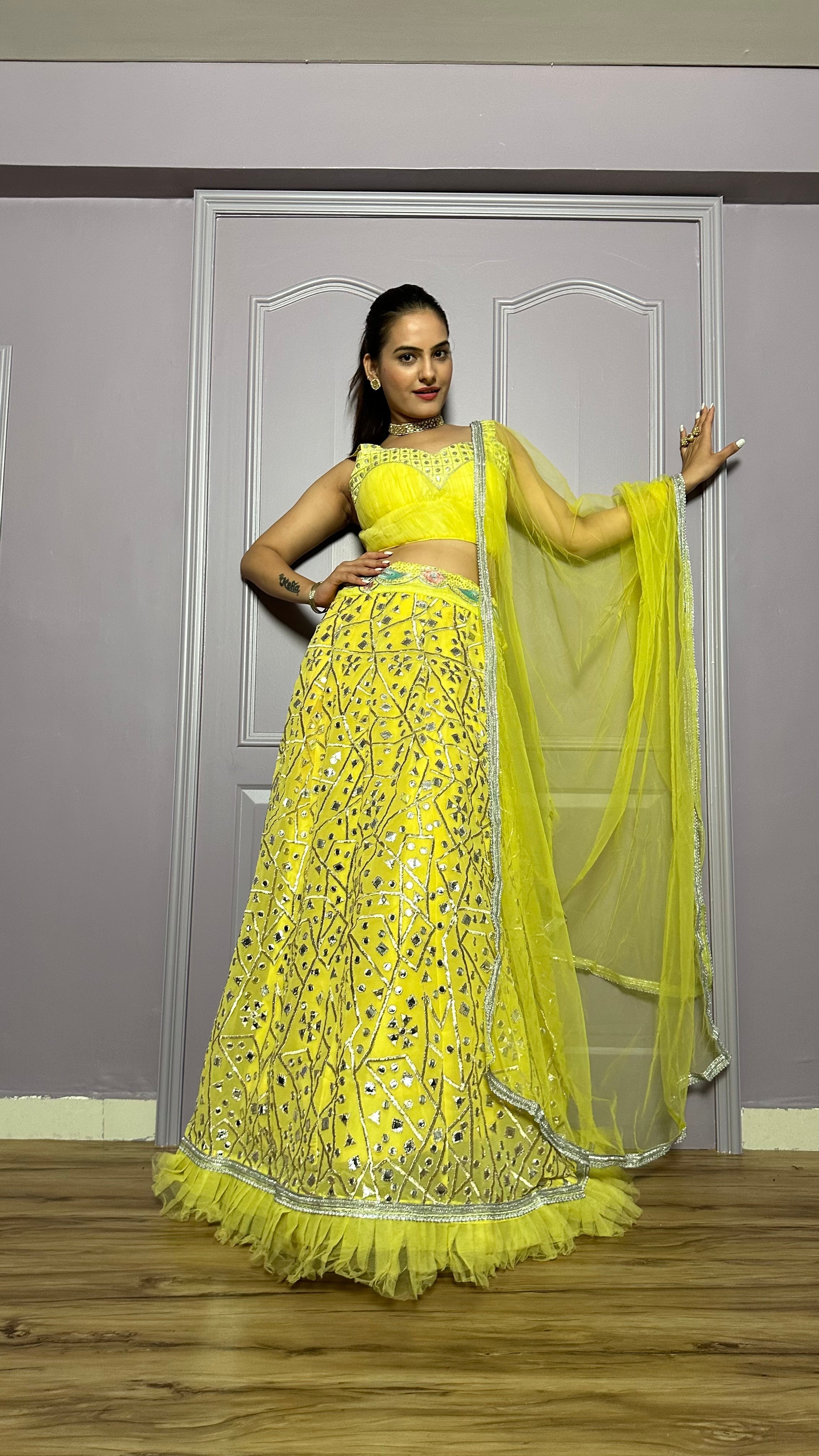 Party Wear Designer Lehenga Choli With Foil Paper Work