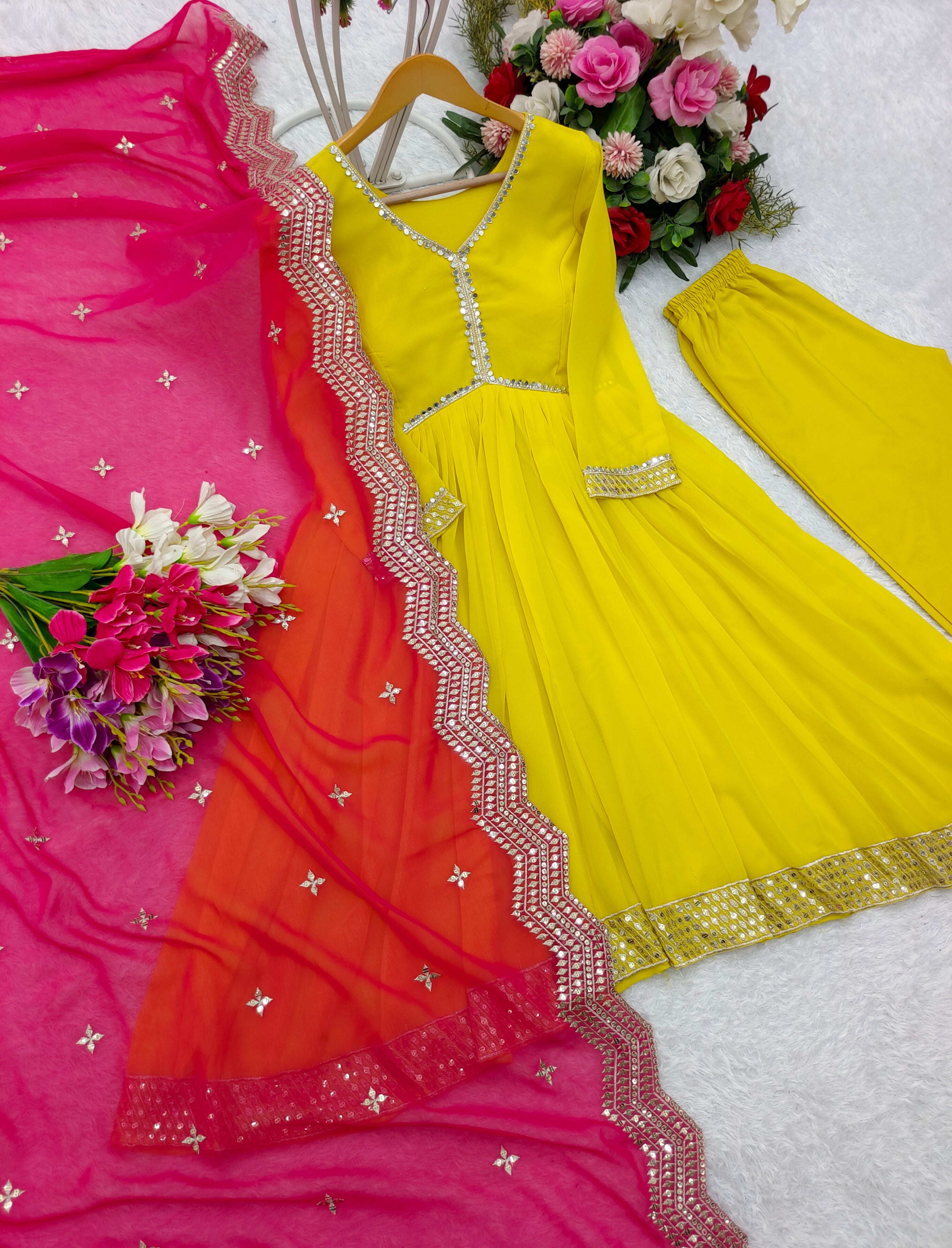 Party Wear Designer Gown -Pent And Beautiful Dupatta
