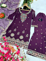 Party Wear Designer Suit-Pent And Dupatta With Embroidery Work