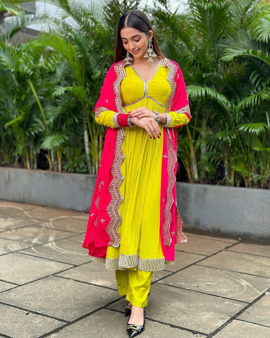 Party Wear Designer Gown -Pent And Beautiful Dupatta