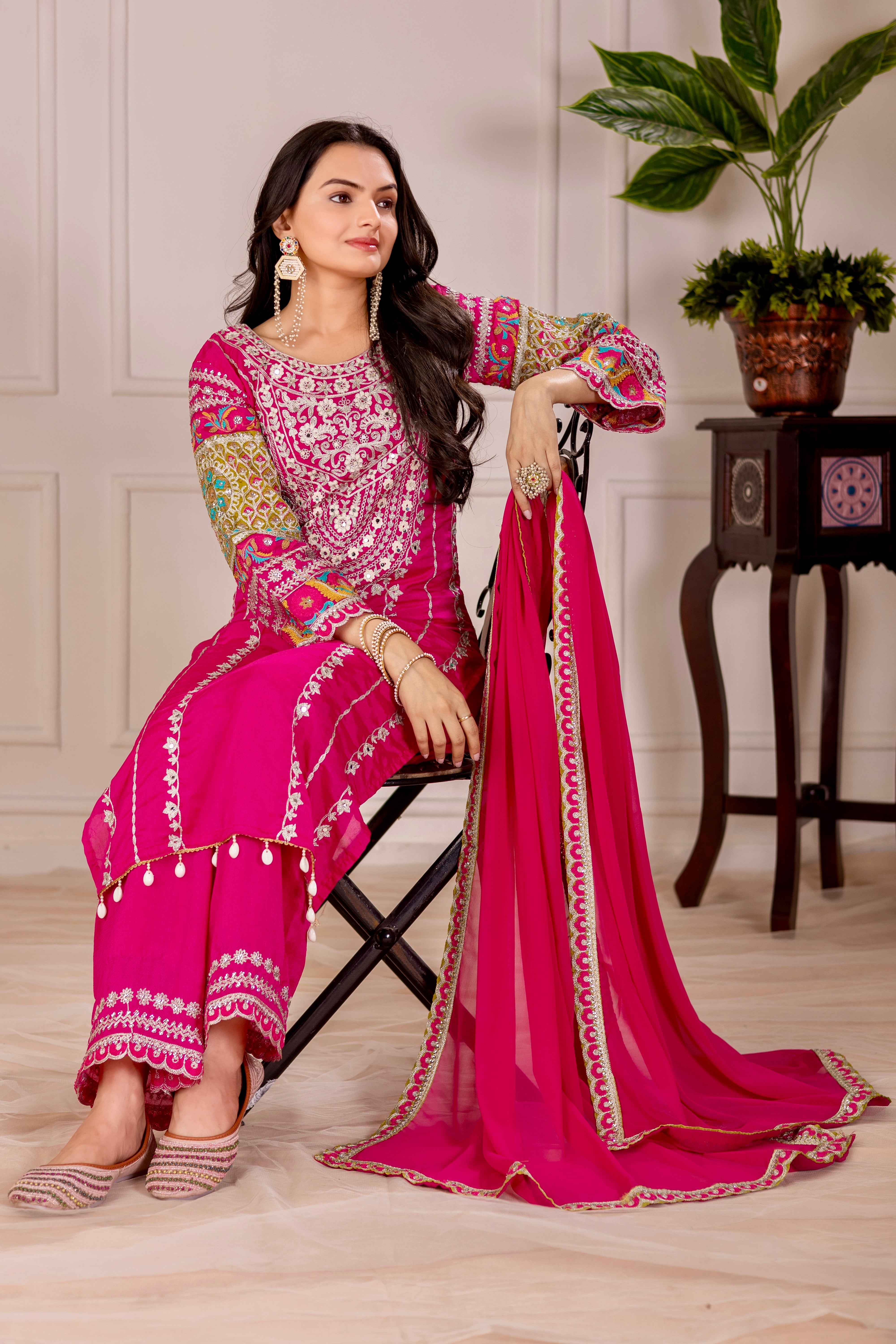 Party Wear Designer Salwar Suit Set With Real Mirror Work