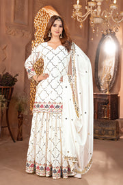 Designer Party Wear Look Top, Sharara Plazzo And Dupatta