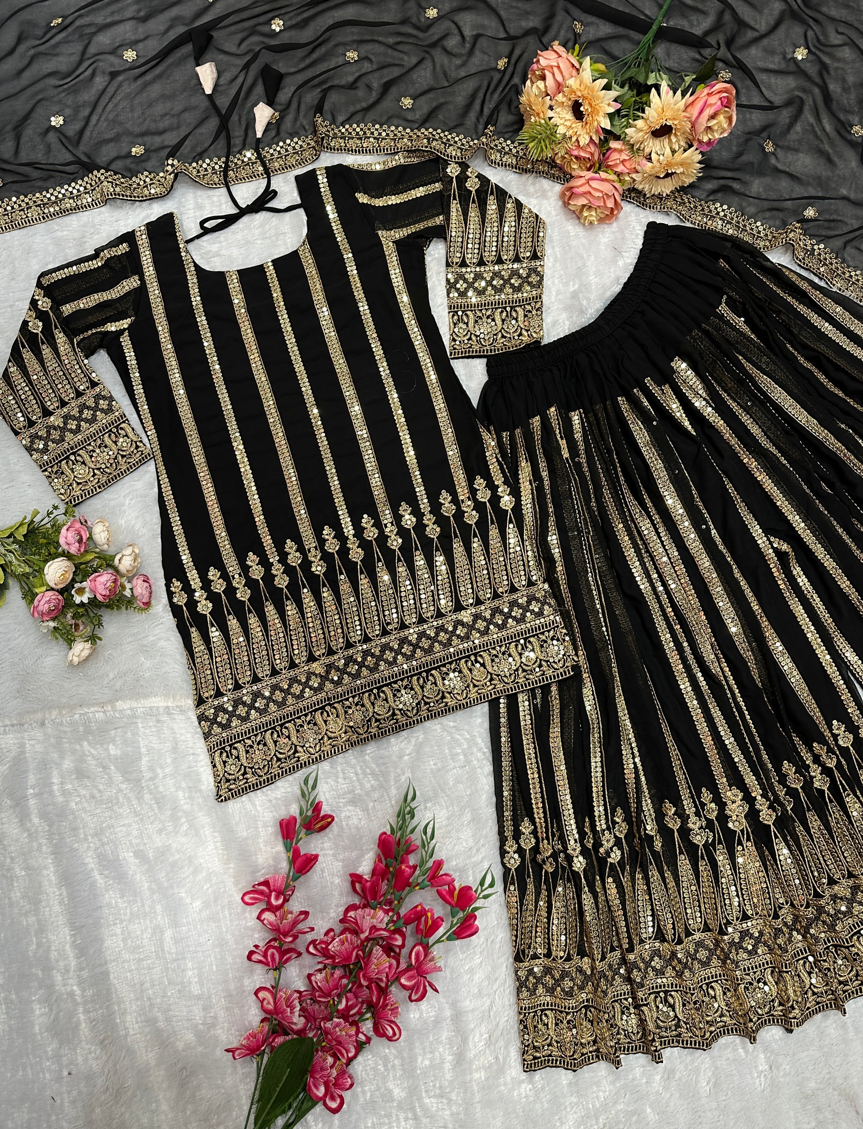 Party Wear Designer Top And Plazzo With Dupatta