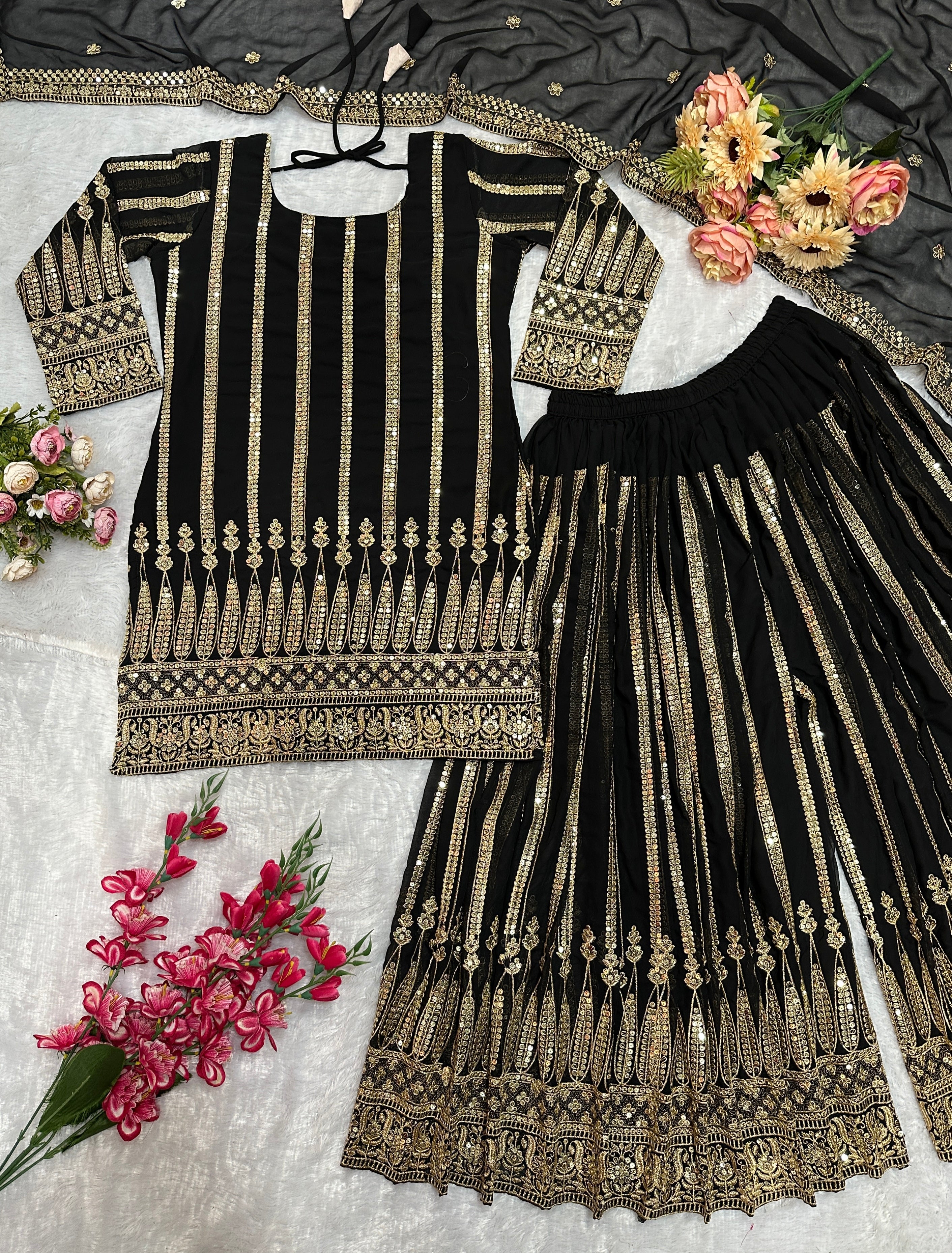 Party Wear Designer Top And Plazzo With Dupatta