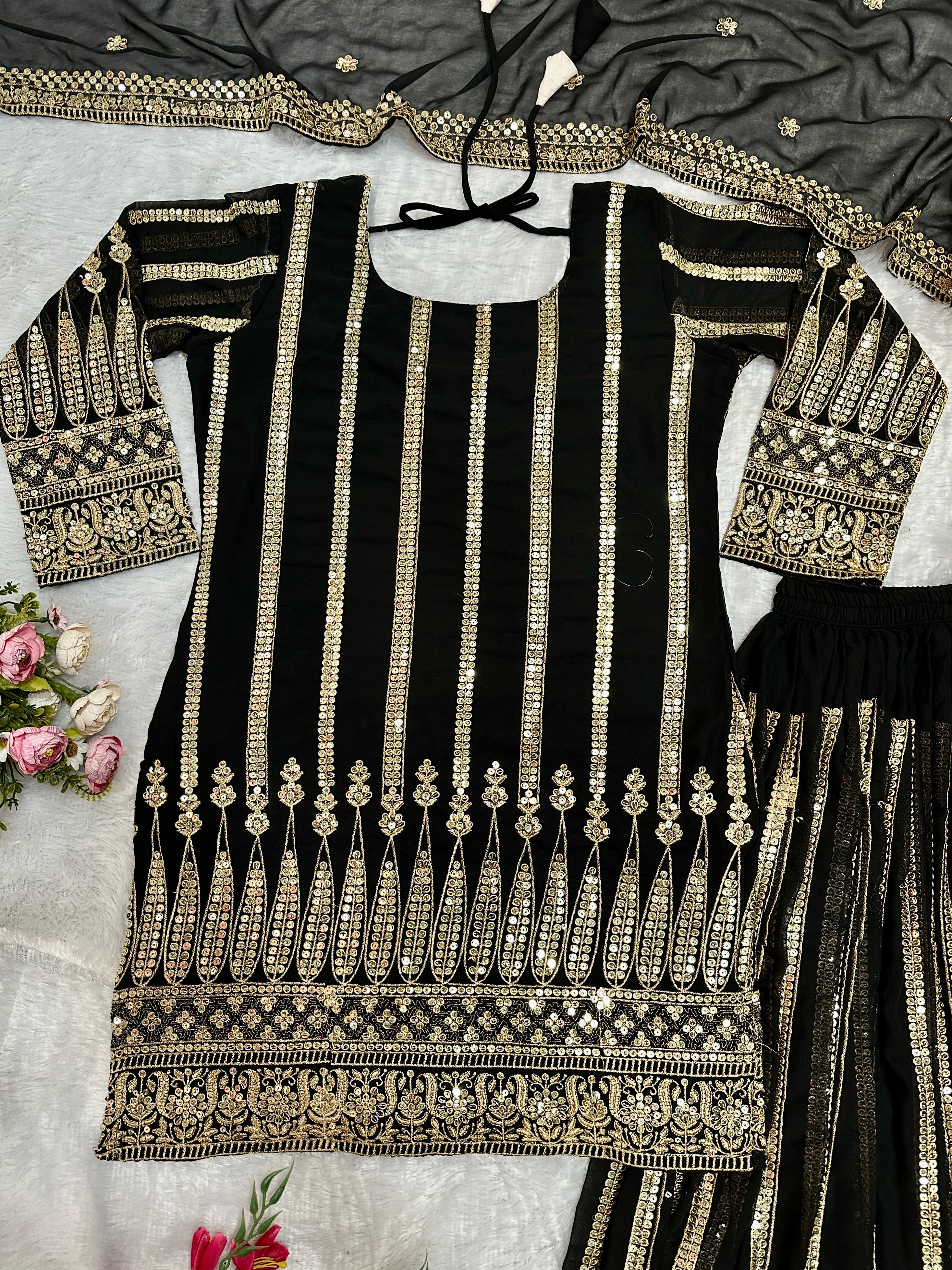 Party Wear Designer Top And Plazzo With Dupatta