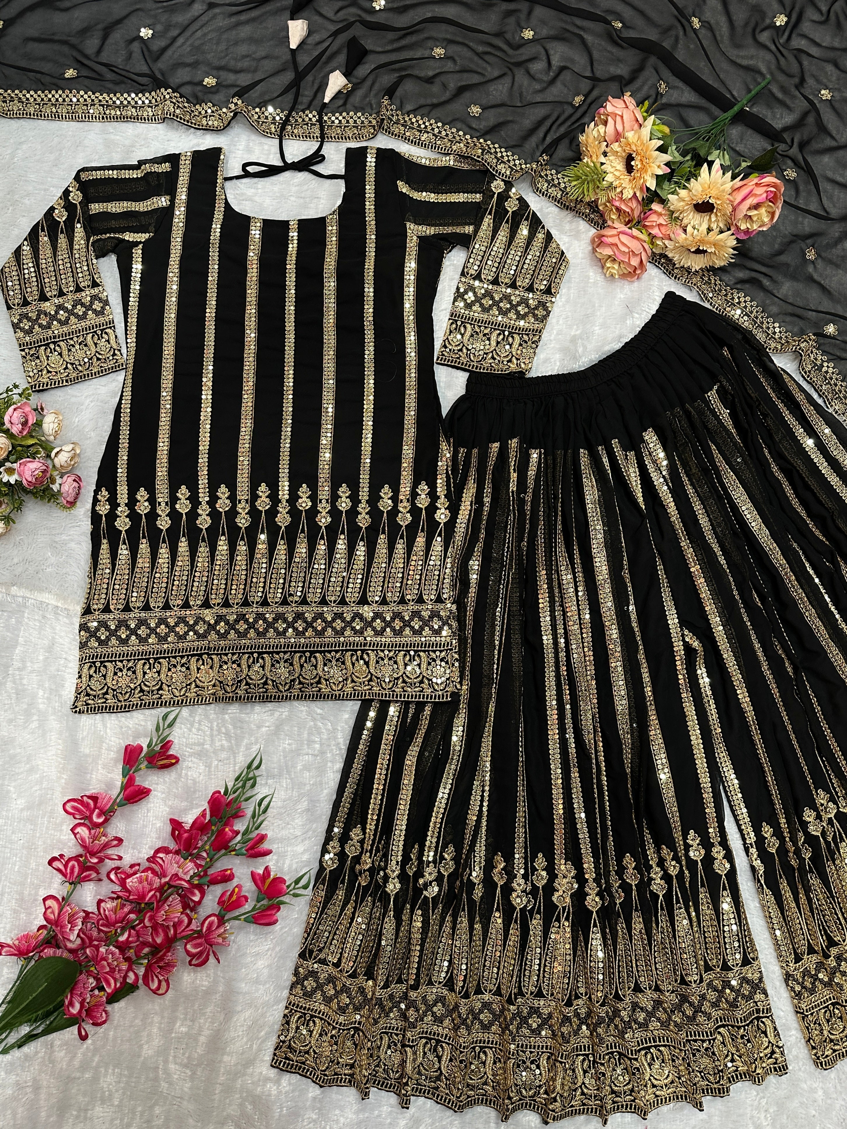 Party Wear Designer Top And Plazzo With Dupatta