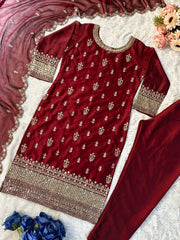 Designer Party Wear Top And Pent With Fancy Dupatta
