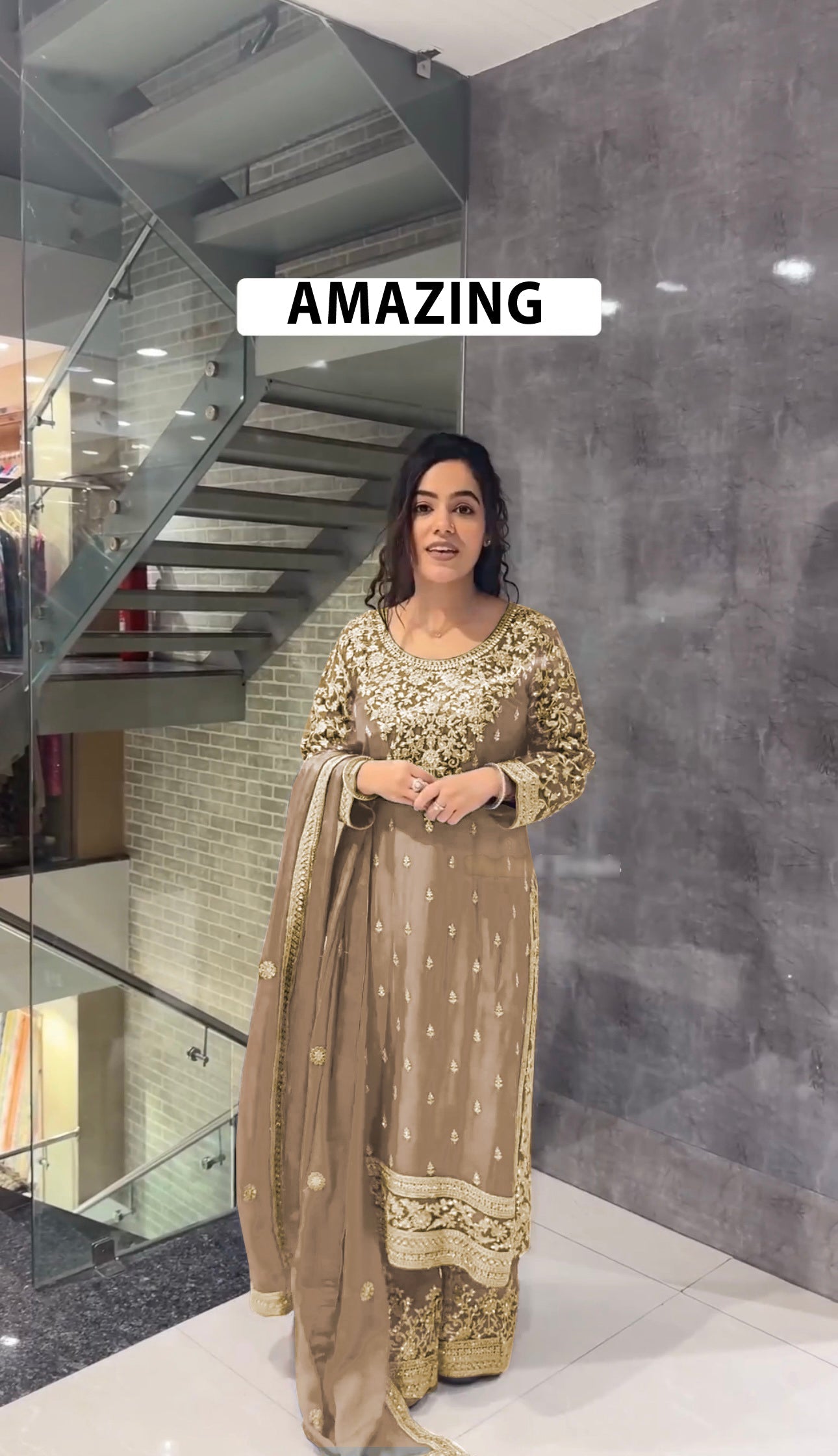 Beautiful Top-Bottom And Dupatta With Embroidery Sequence Work