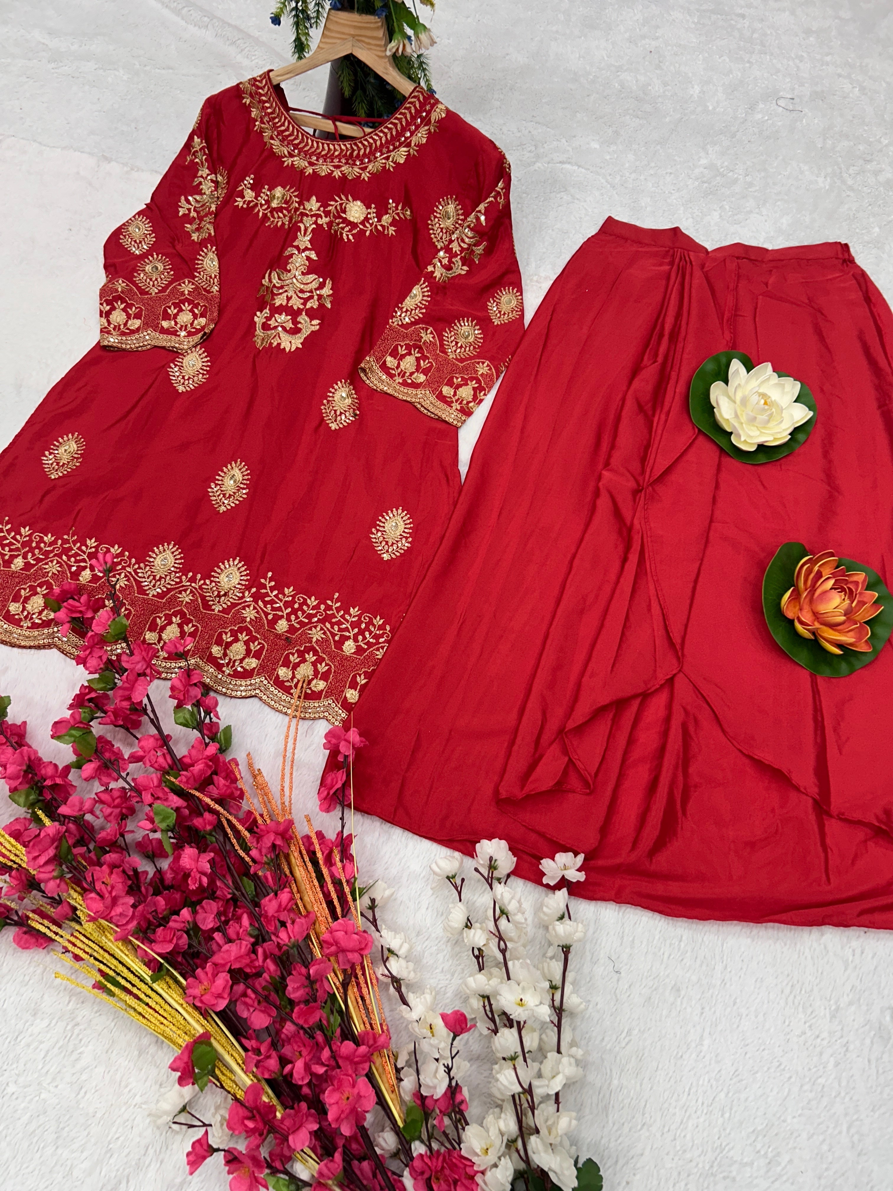 Designer Party Wear Top-Bottom And Dupatta