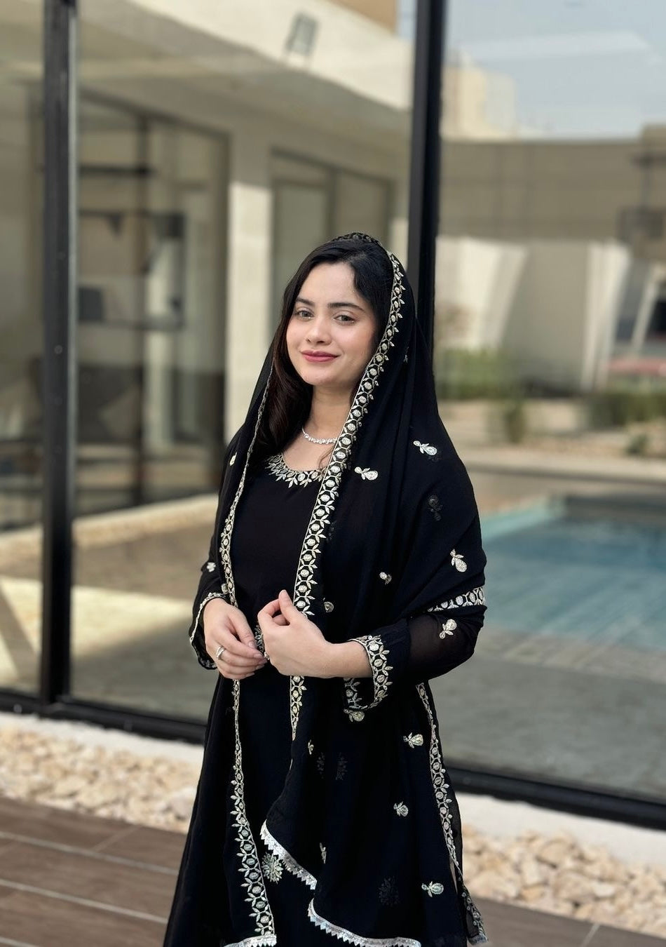 Party Wear Suit Set With Embroidery Sequence Work