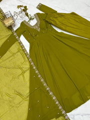 Party Wear Look Anarkali Gown Pent And Dupatta