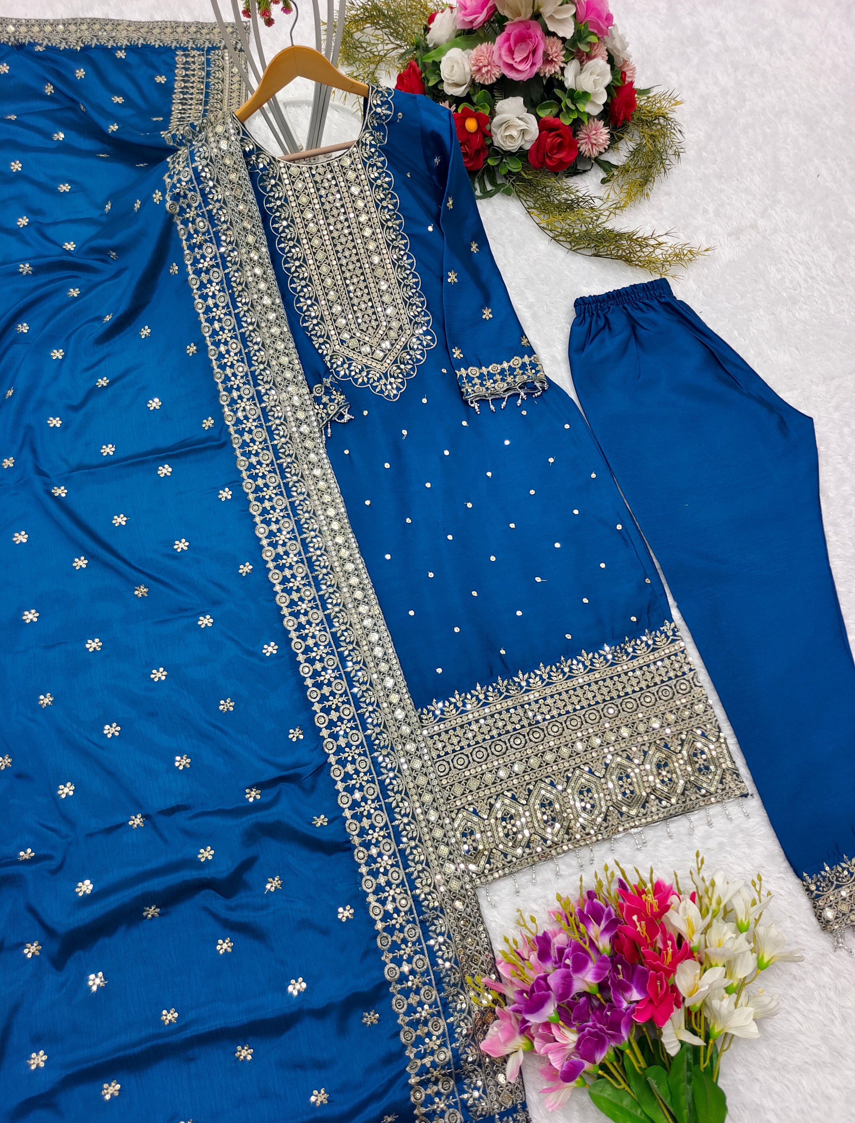 Designer Party Wear Top-Pent With Beautiful Dupatta Set