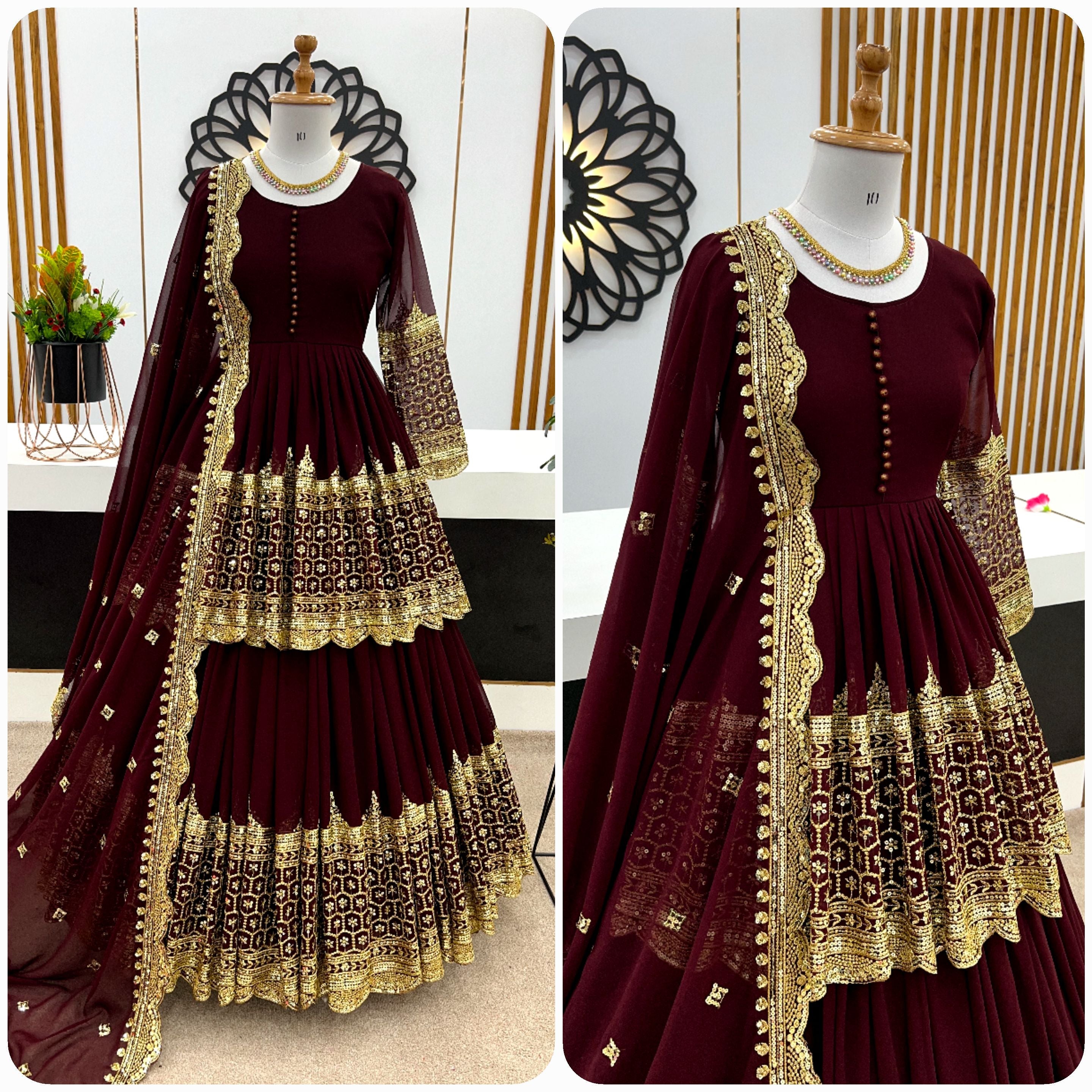 Beautiful Party Wear Top Lehenga And Dupatta With Embroidery Sequence Work