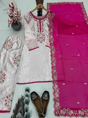 Party Wear Top Plazzo And Dupatta With Sequence Work