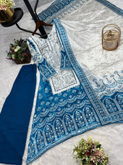 Beautiful Top-Bottom And Dupatta With Digital Print With Real Mirror Hand Work