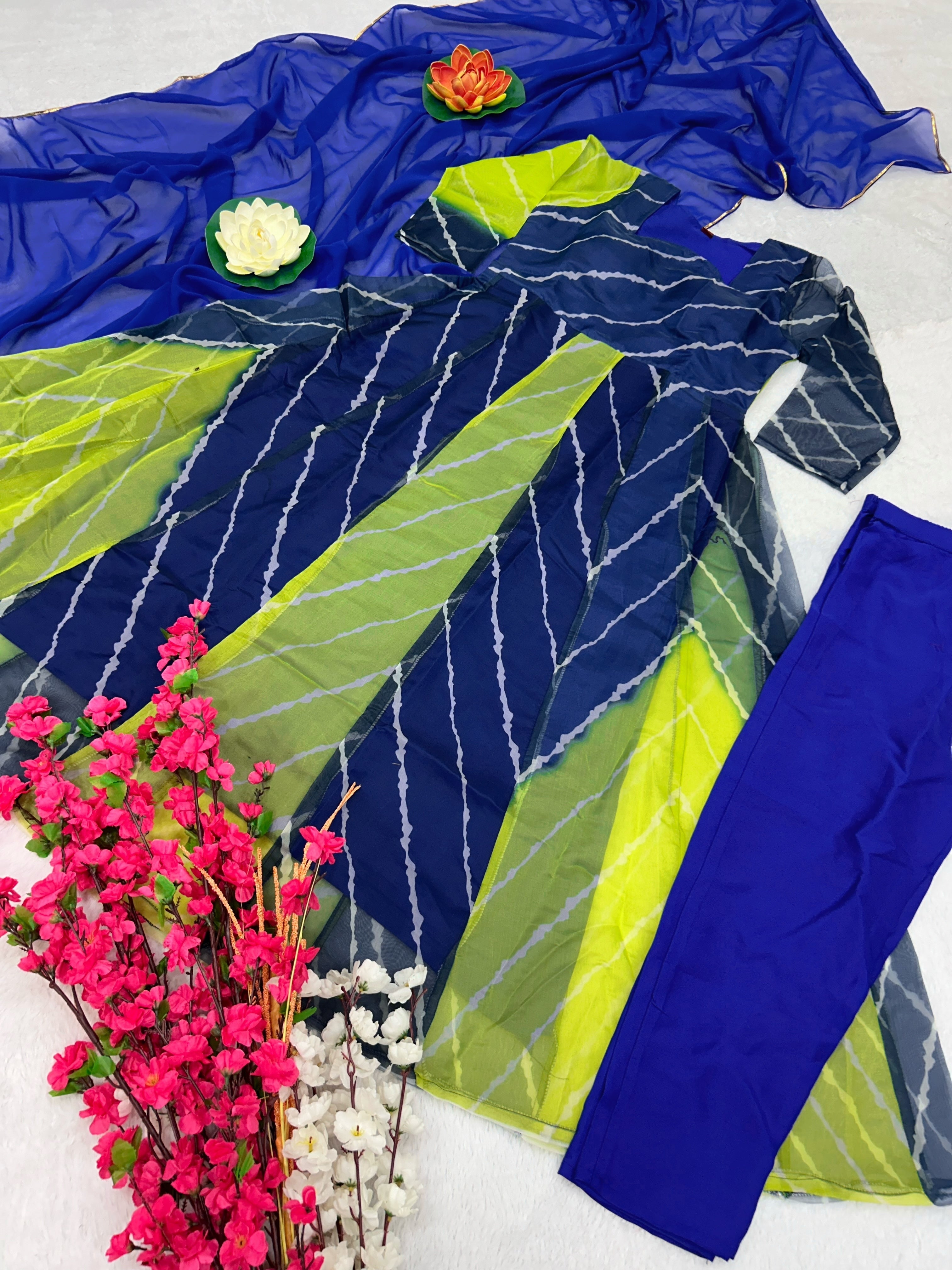 Designer Party Wear Anarkali Gown, Pent And Dupatta