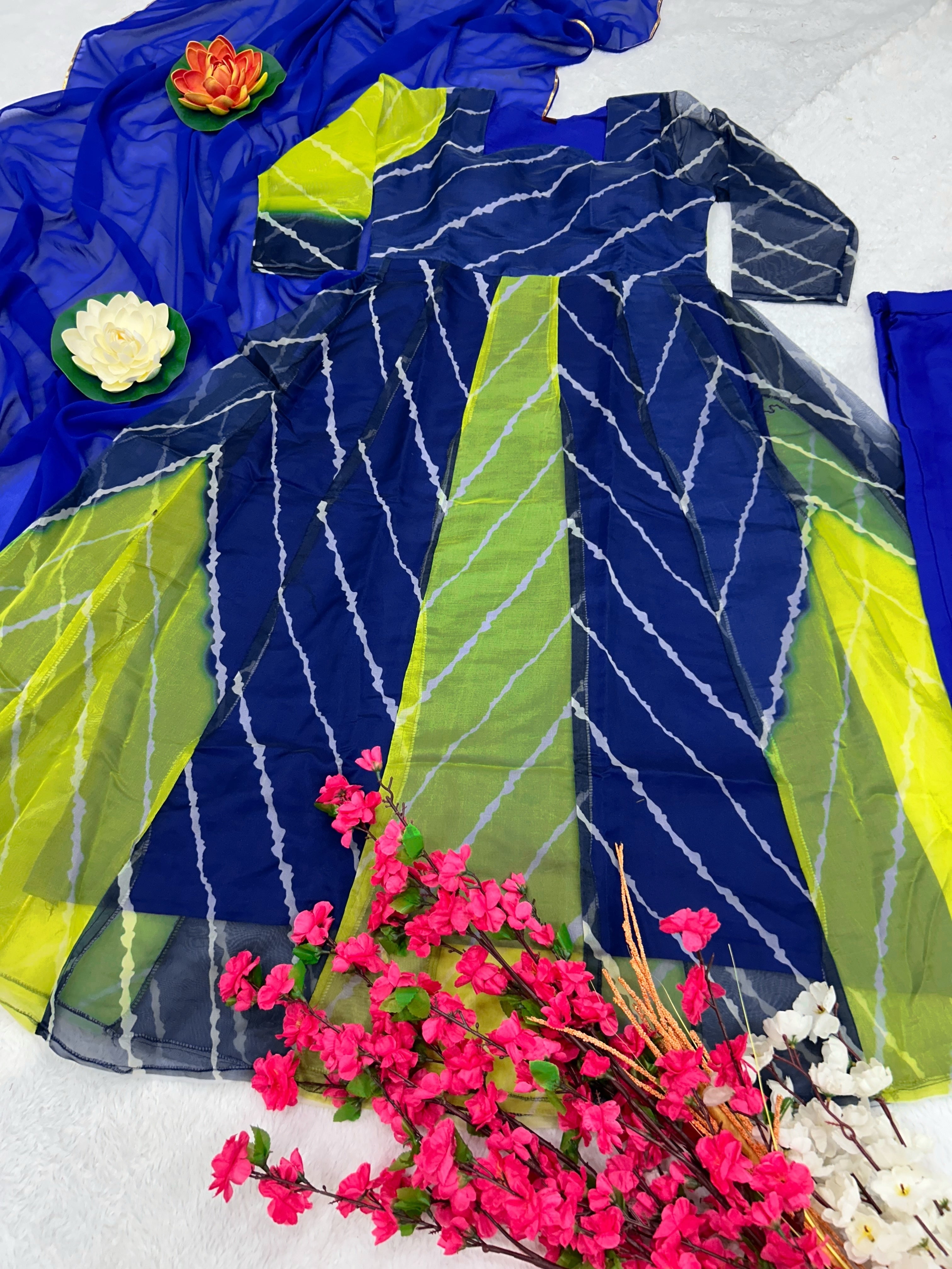 Designer Party Wear Anarkali Gown, Pent And Dupatta