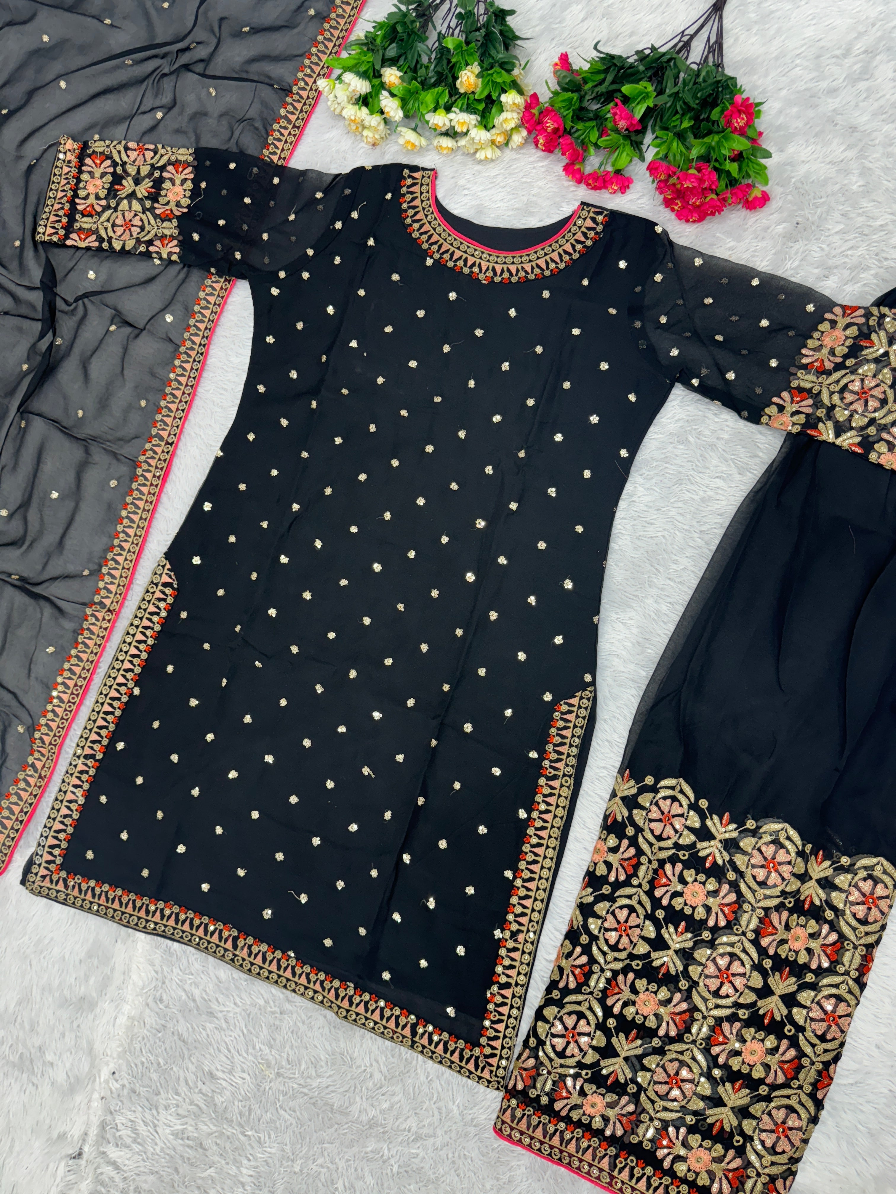 Party Wear Beautiful Top And Plazzo With Dupatta
