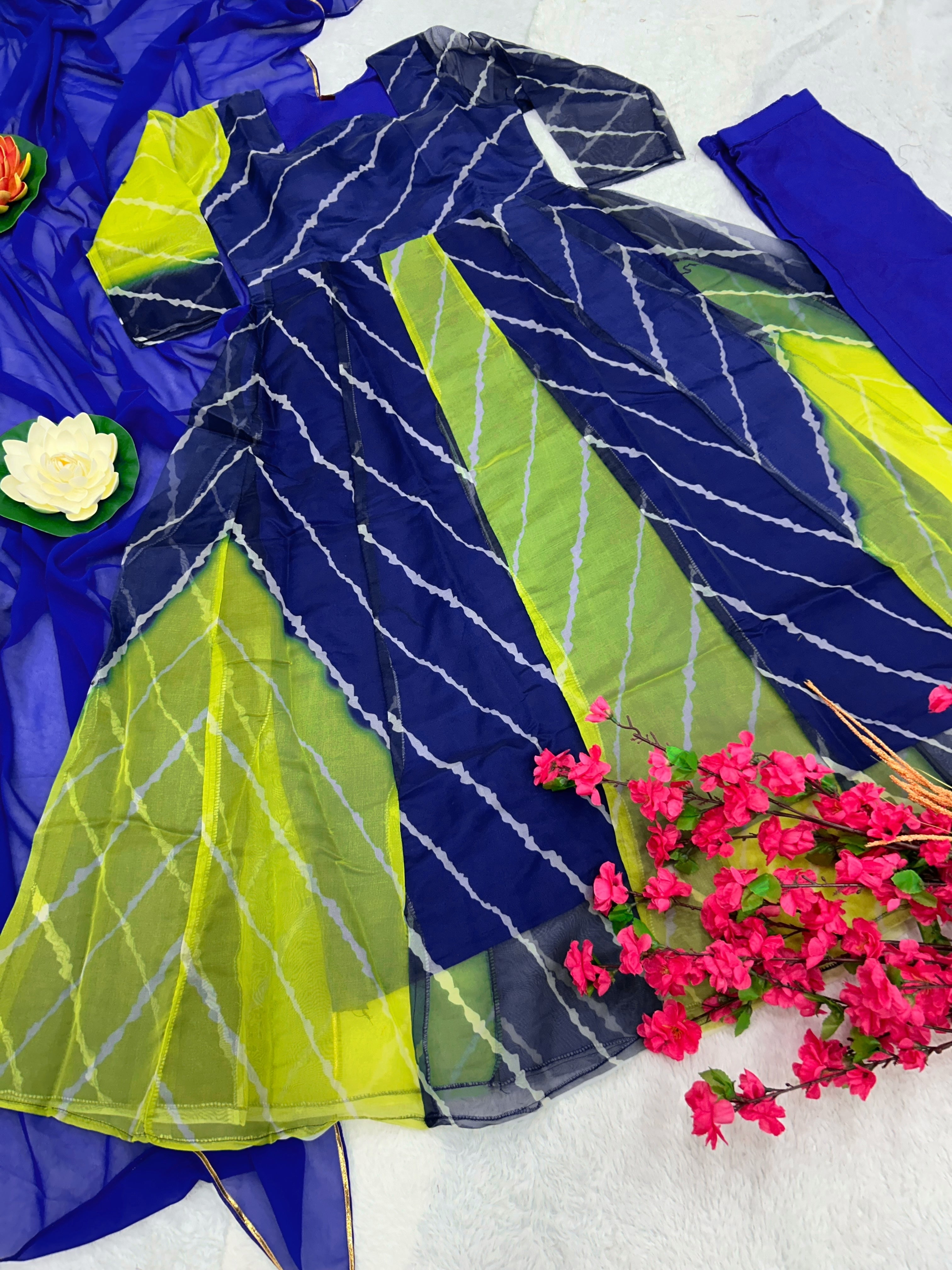 Designer Party Wear Anarkali Gown, Pent And Dupatta