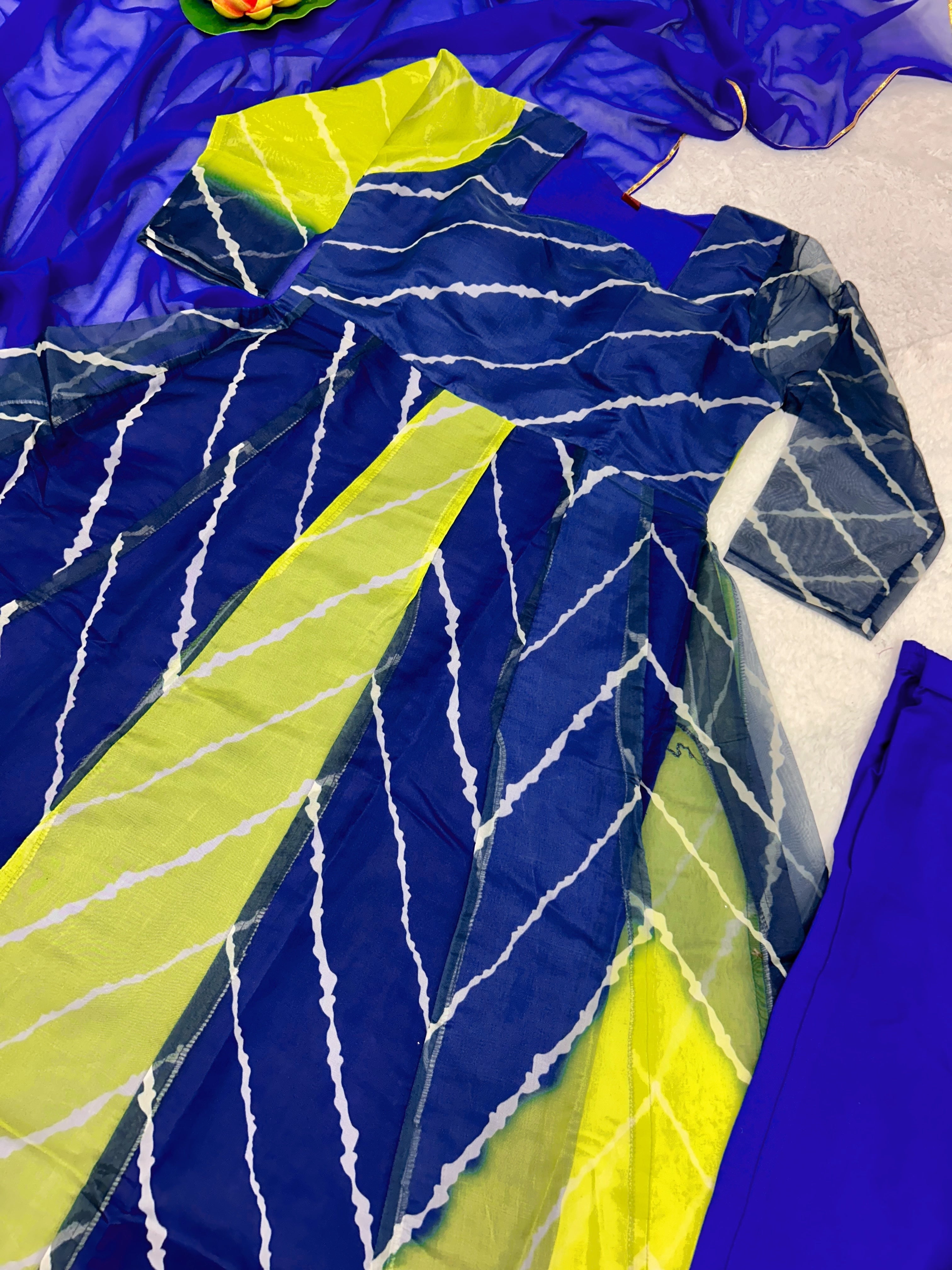 Designer Party Wear Anarkali Gown, Pent And Dupatta