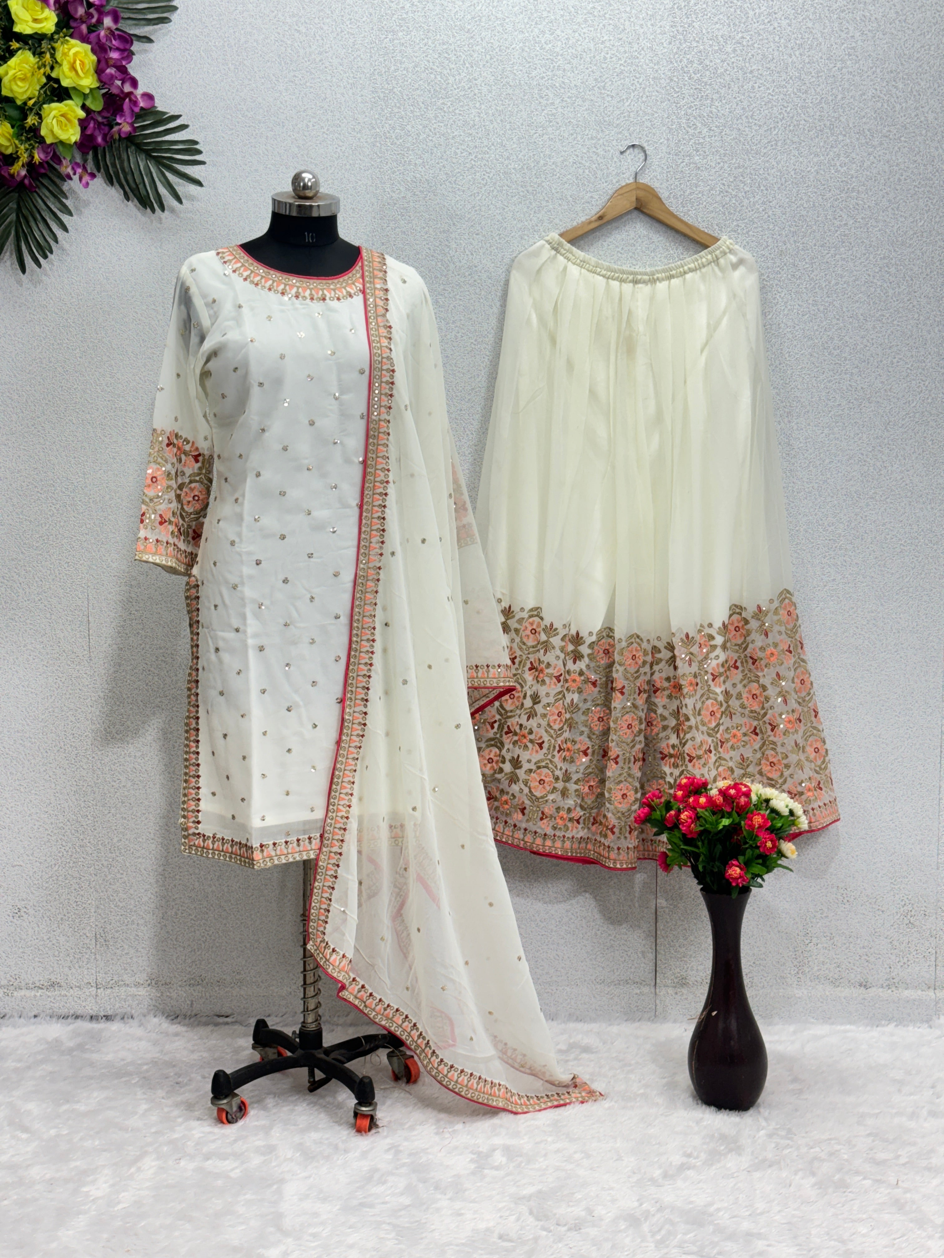 Party Wear Beautiful Top And Plazzo With Dupatta