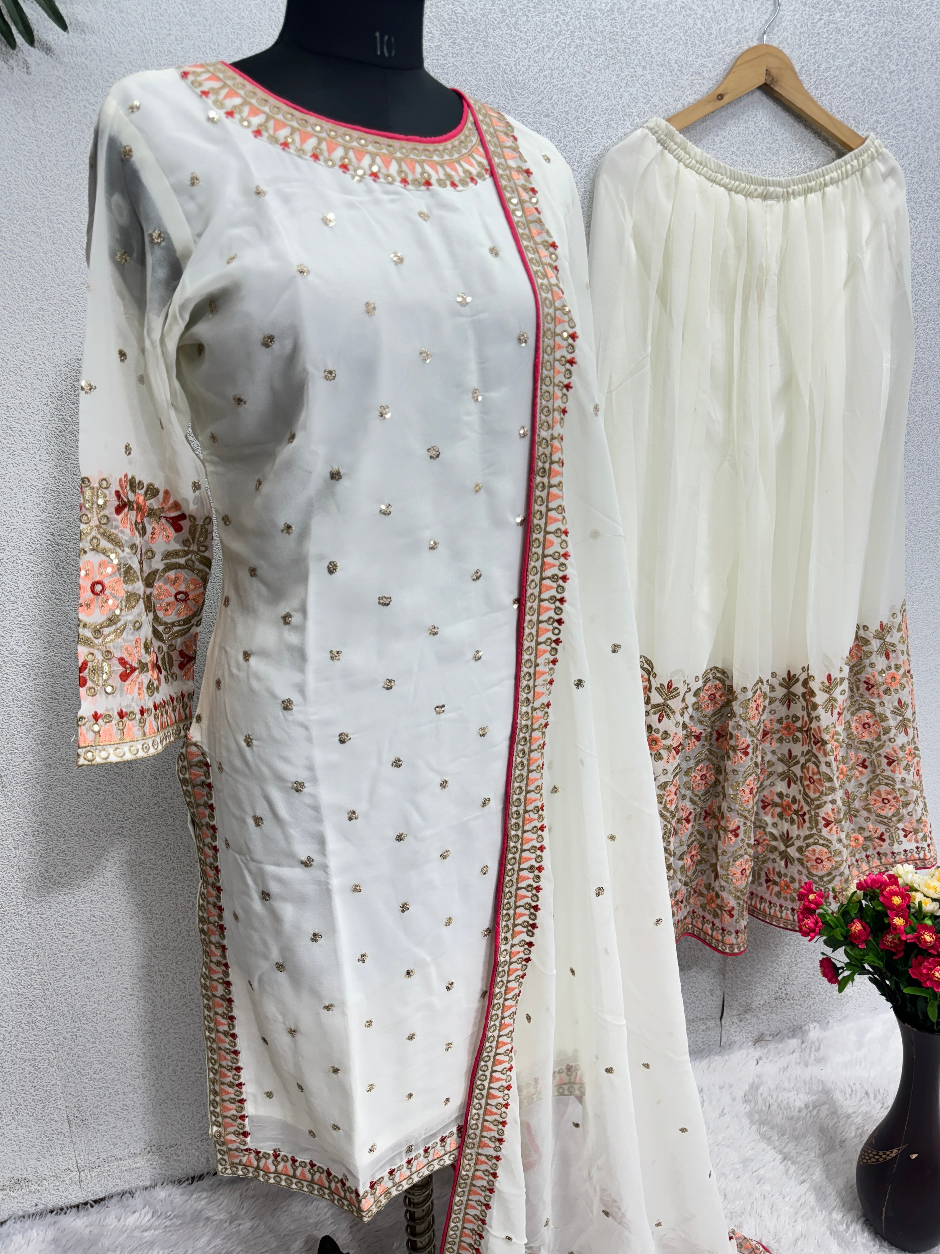Party Wear Beautiful Top And Plazzo With Dupatta