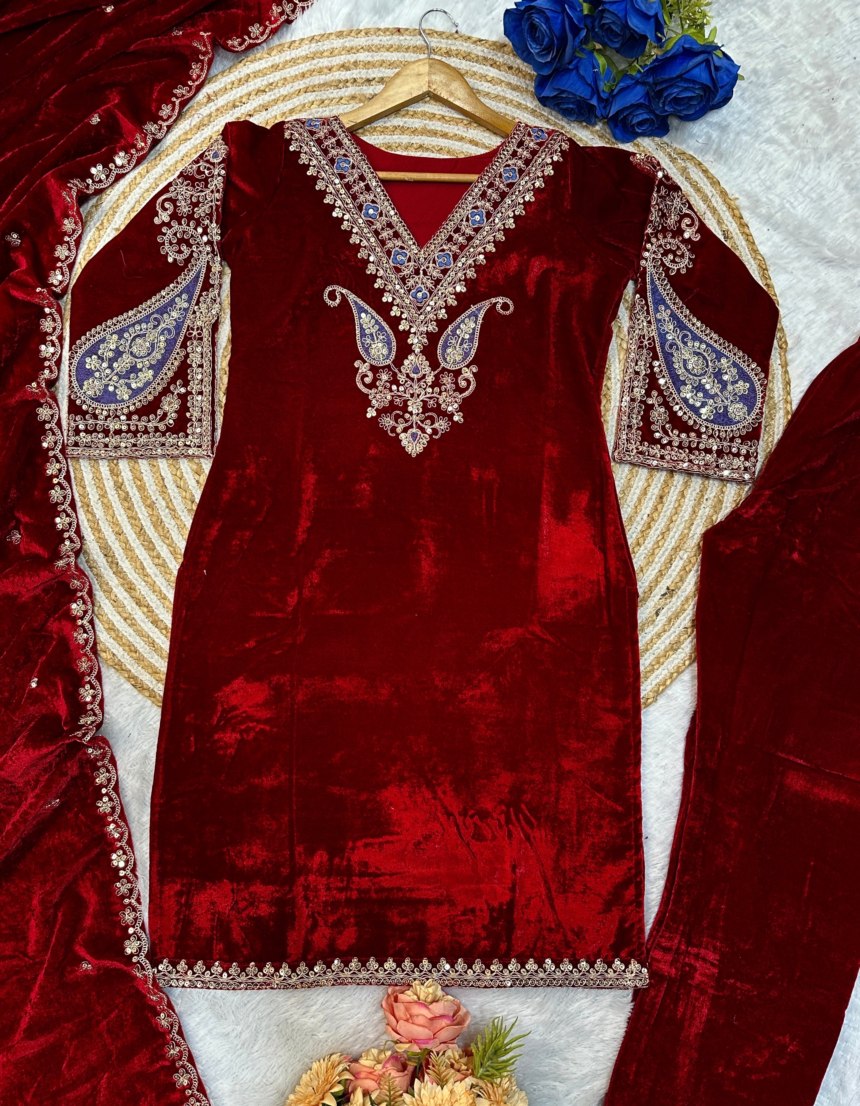 Designer Party Wear Top Bottom And Dupatta With Embroidery Work