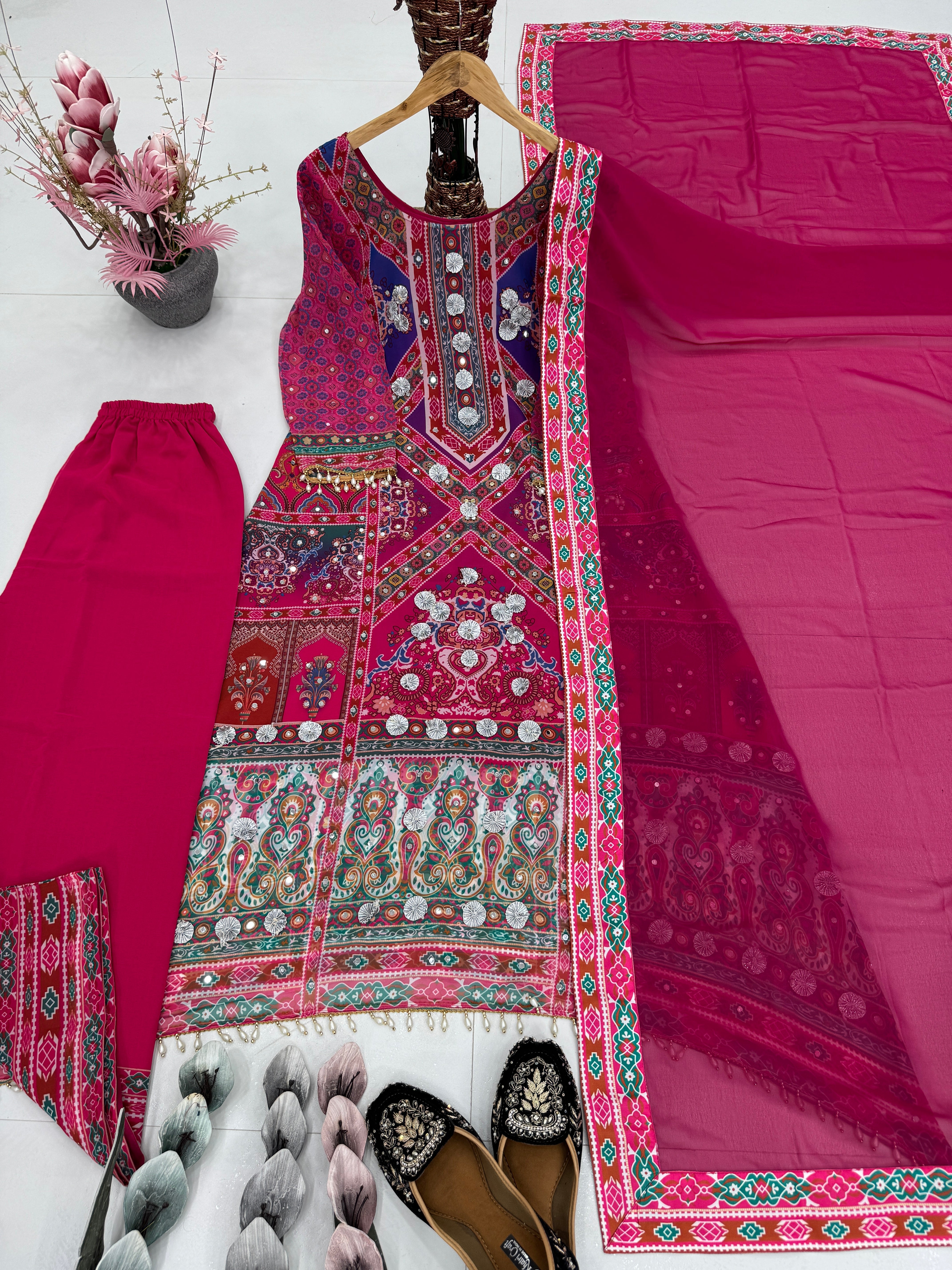 Party Wear Beautiful Top Bottom And Dupatta