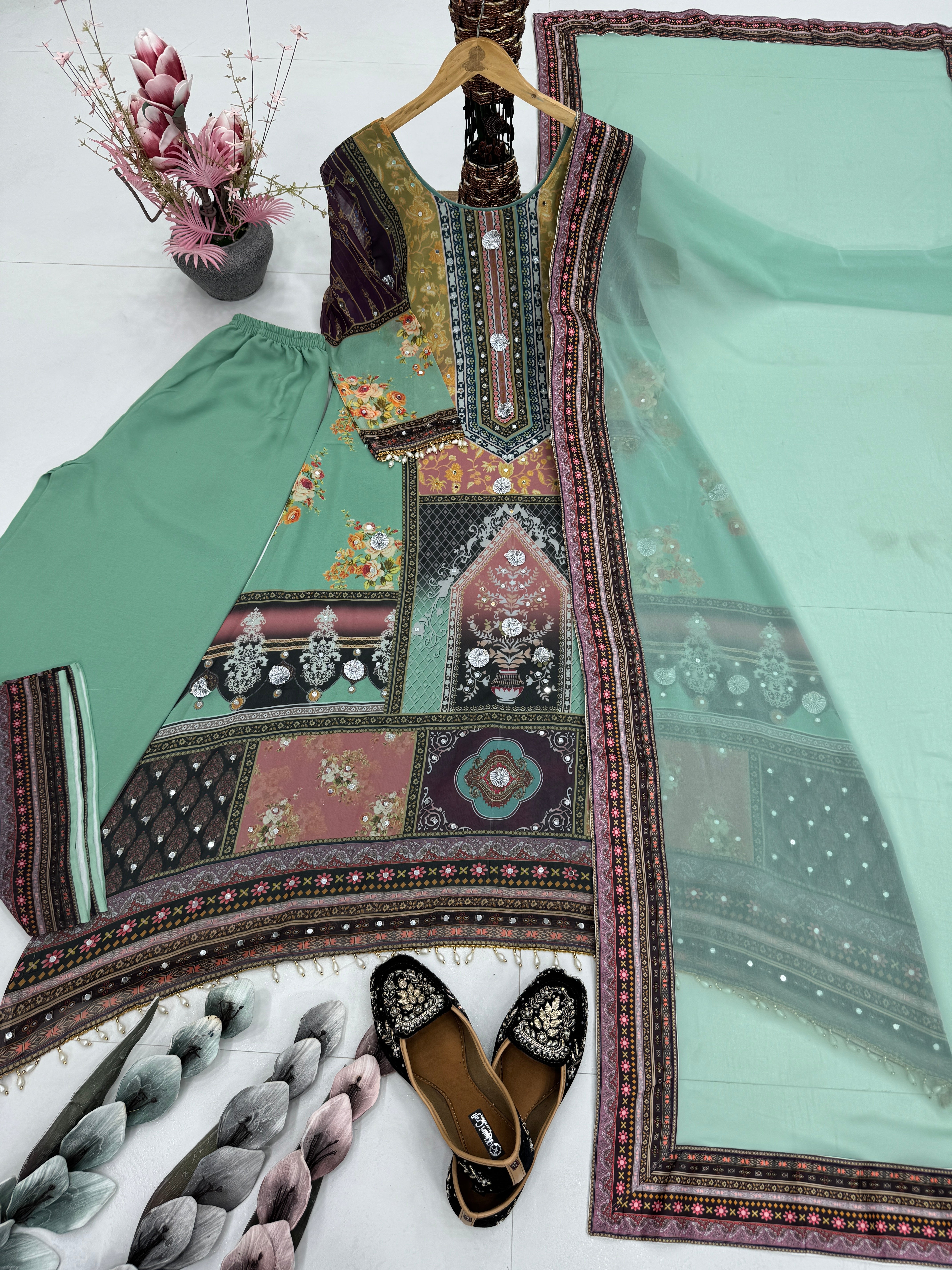 Party Wear Beautiful Top Bottom And Dupatta