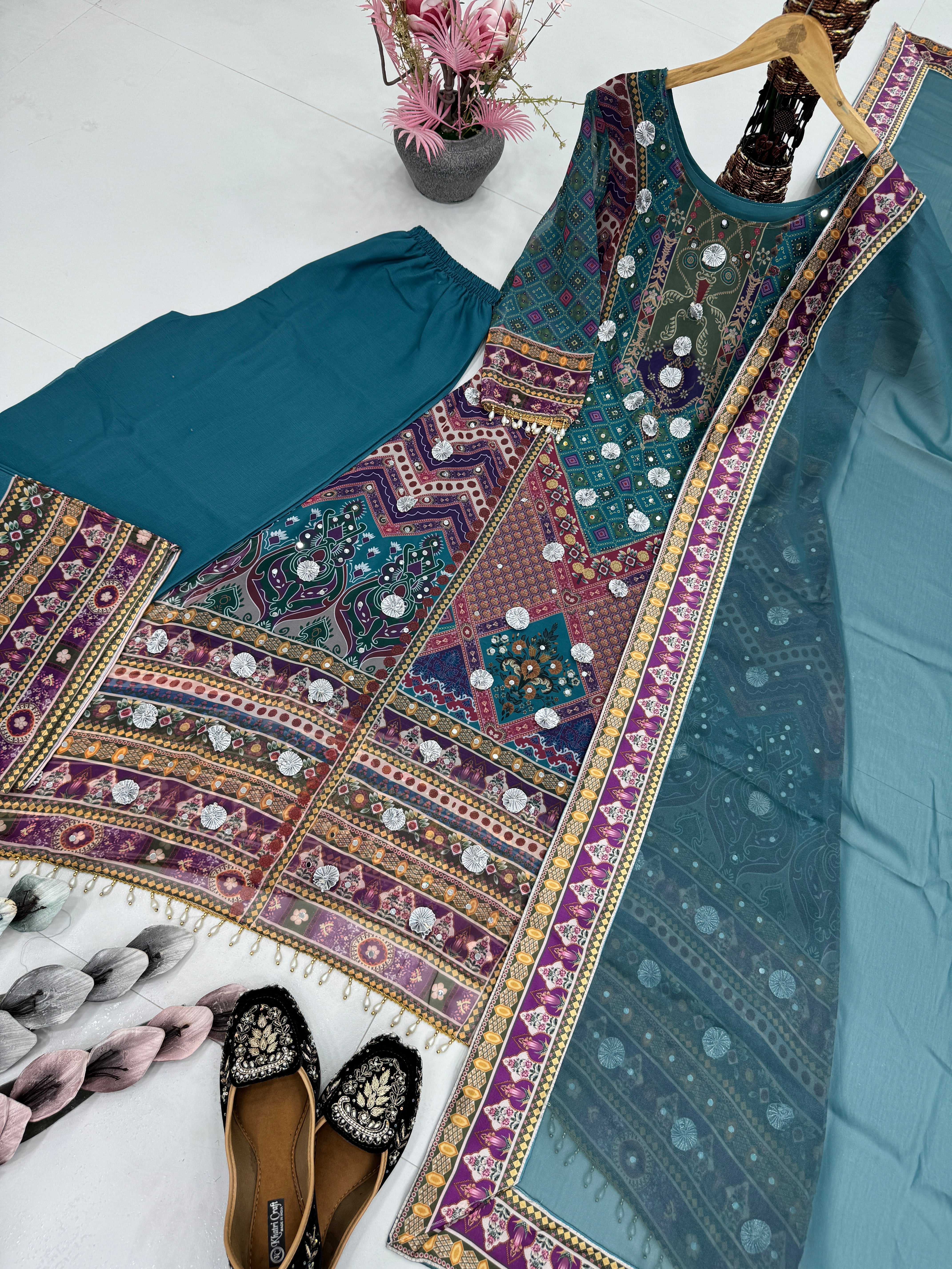 Party Wear Beautiful Top Bottom And Dupatta