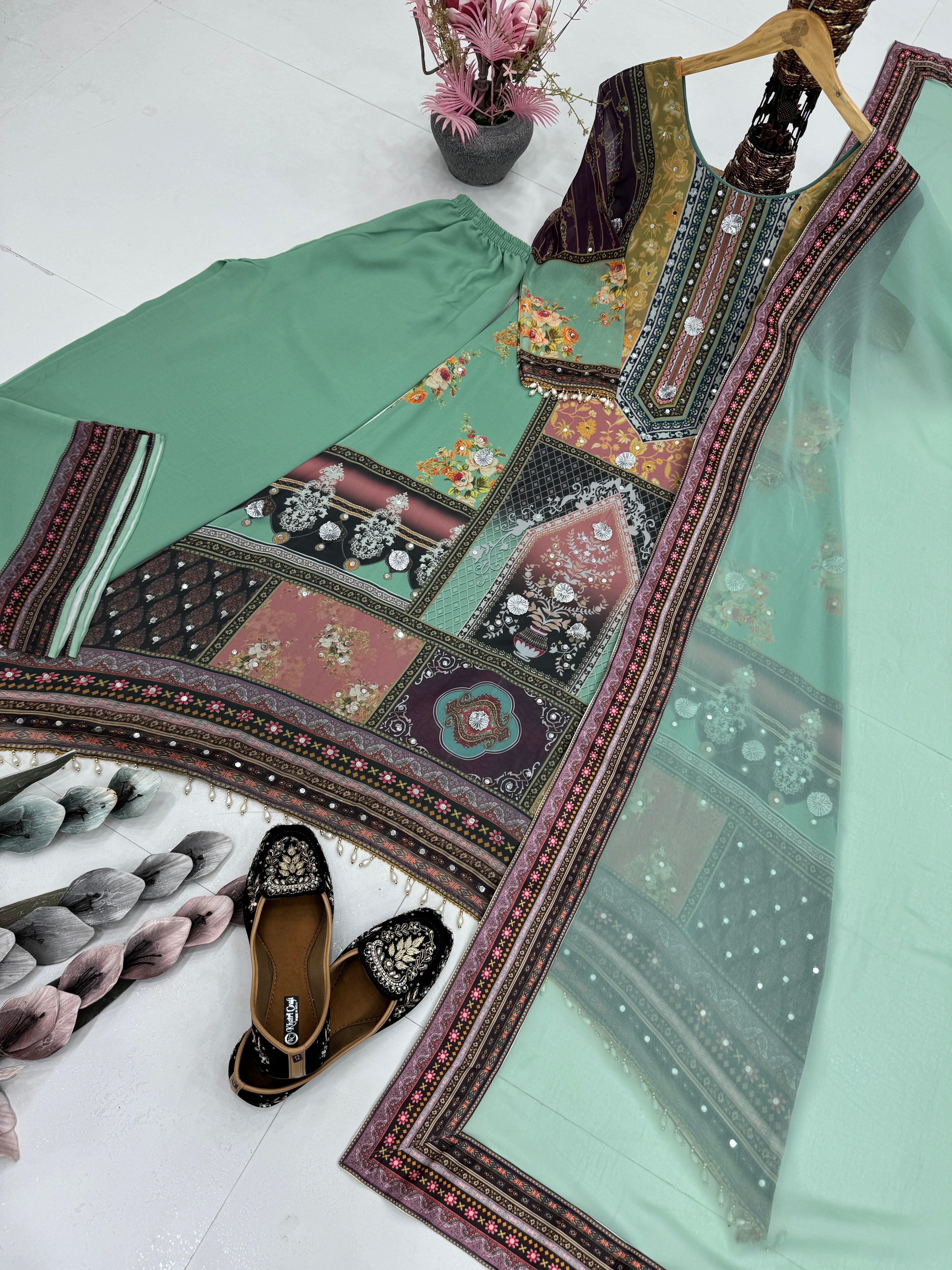 Party Wear Beautiful Top Bottom And Dupatta