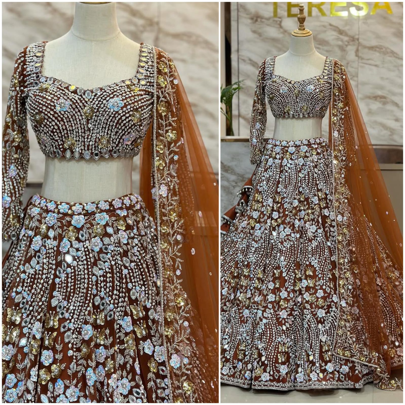 Designer Wedding Wear Lehenga Choli With Real Mirror Sequence Work