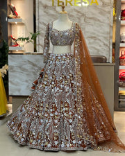Designer Wedding Wear Lehenga Choli With Real Mirror Sequence Work