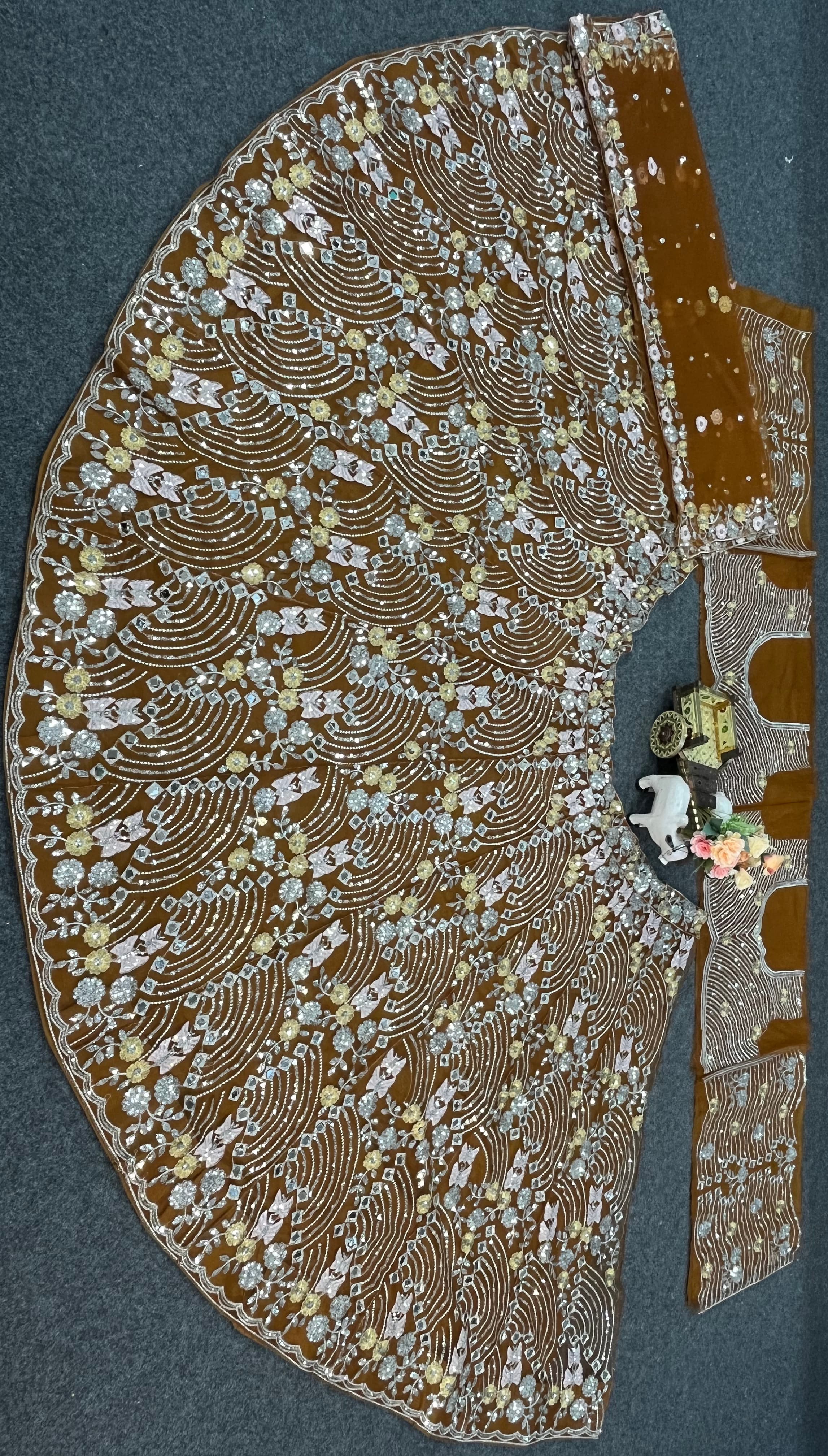 Designer Wedding Wear Lehenga Choli With Real Mirror Sequence Work