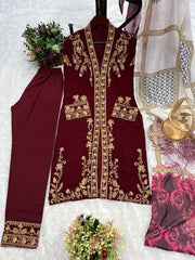 Designer Suit Set With Beautiful Embroidery Work