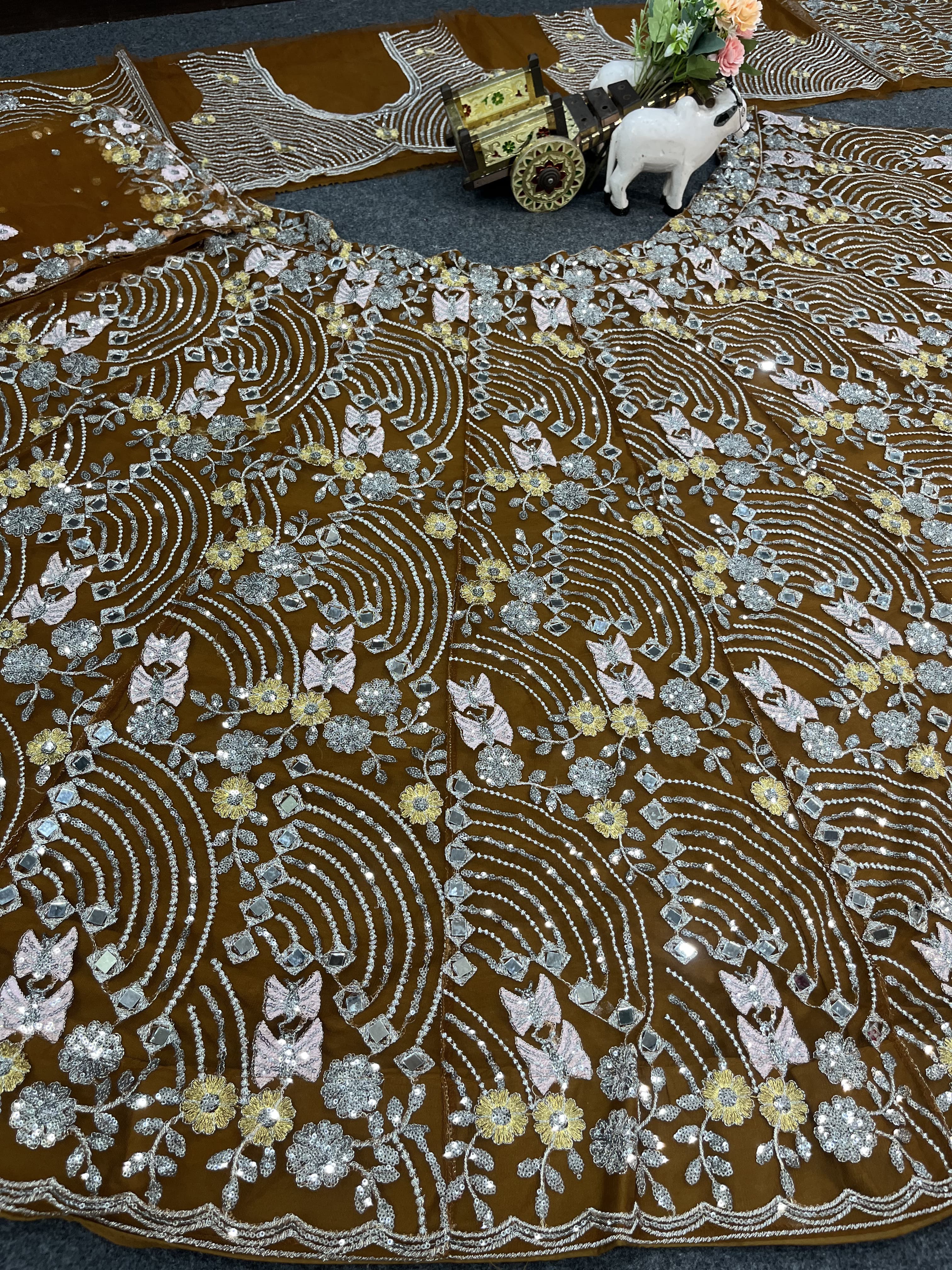 Designer Wedding Wear Lehenga Choli With Real Mirror Sequence Work